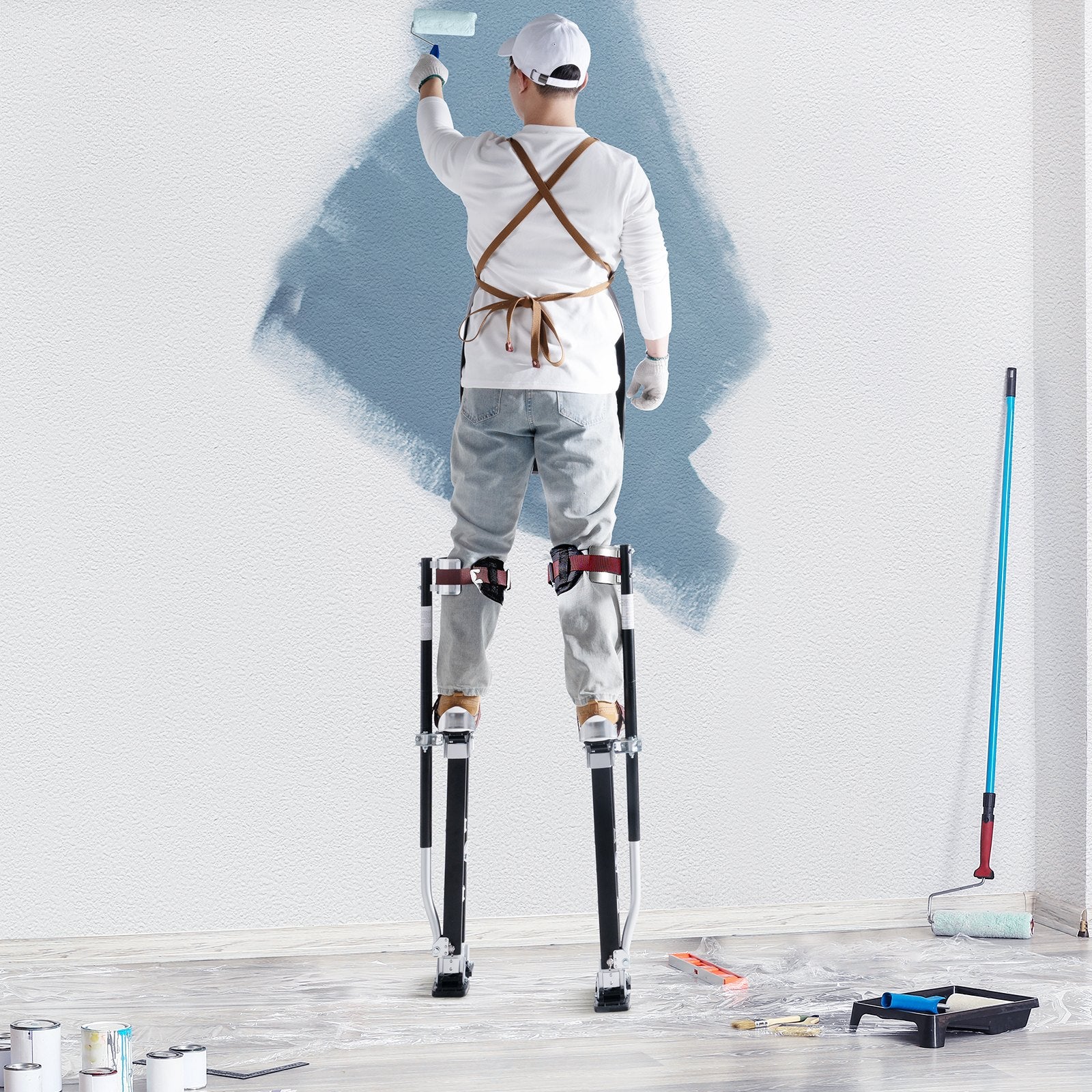 Adjustable Aluminum Drywall Stilts 61-101.6 cm with Knee Pads