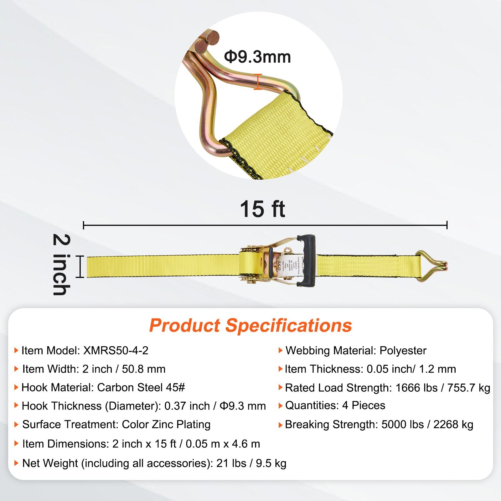 4 Pack Ratchet Tie Down Straps 5000 lbs 2