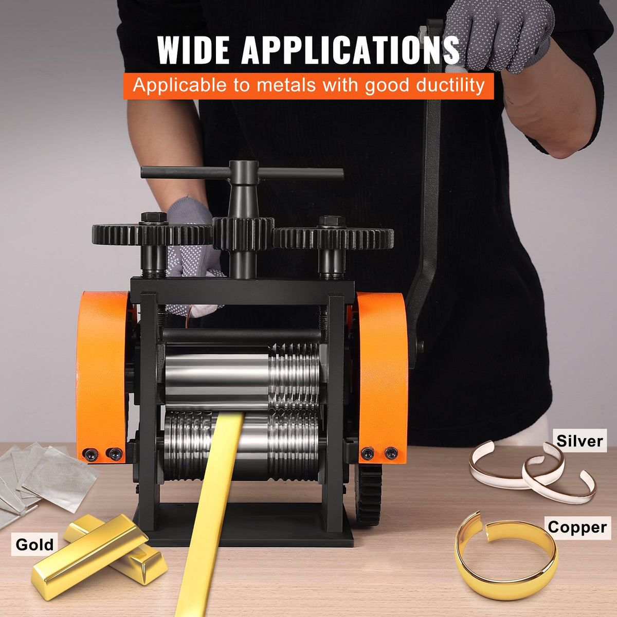 Rolling Mill 1.77"/45mm 3-in-1 Jewelry Machine 1:2.4 Gear Ratio