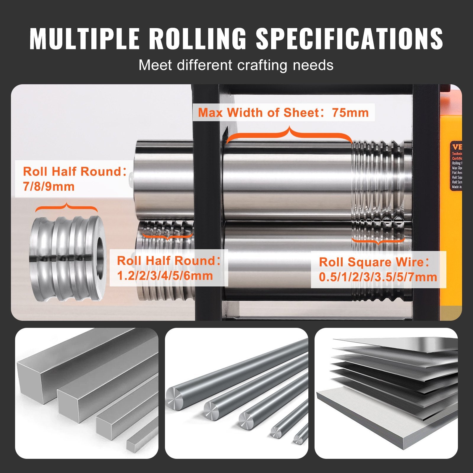 Rolling Mill 2.95"/75mm 3-in-1 Jewelry Machine 1:2 Gear Ratio