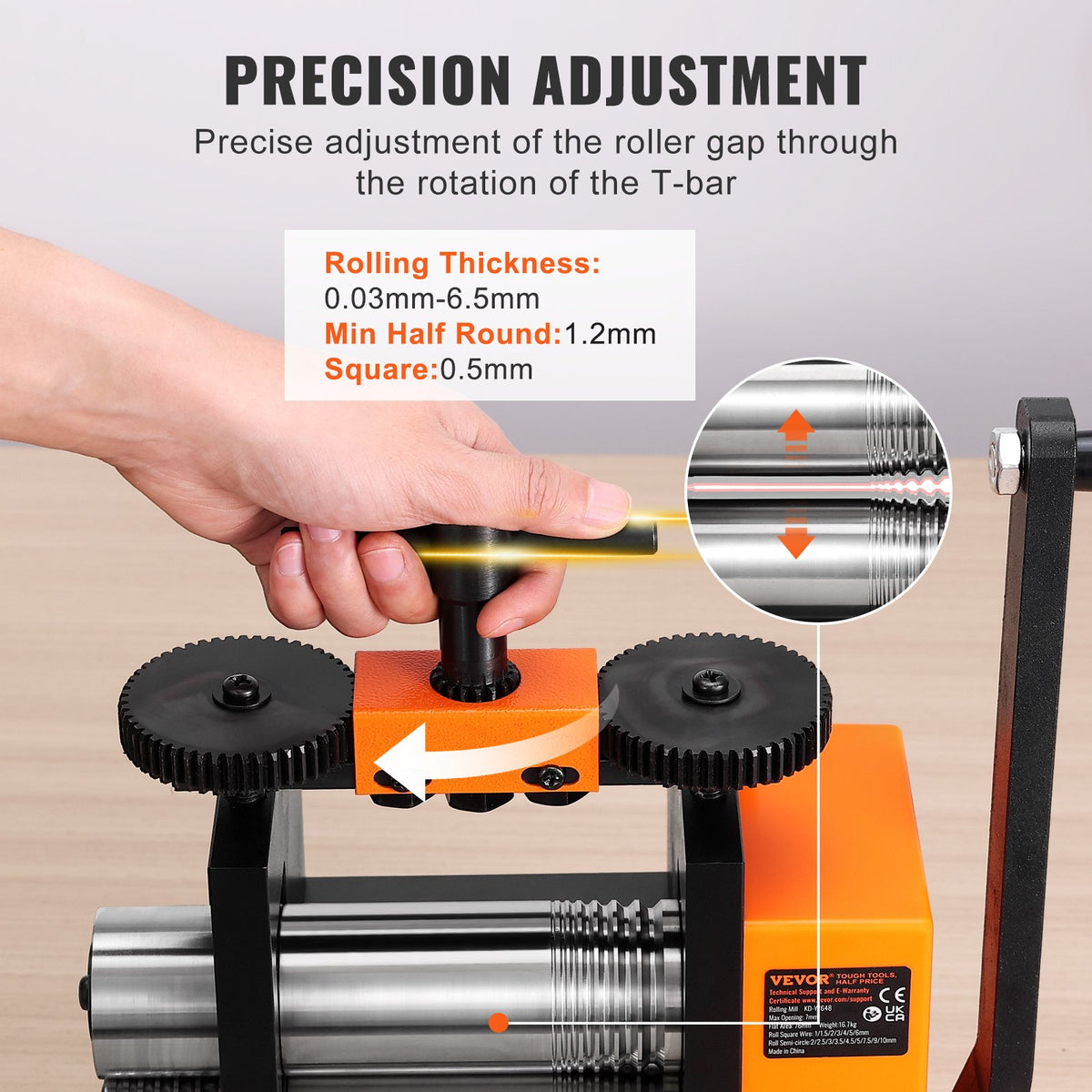 Rolling Mill 2.95"/75mm 3-in-1 Jewelry Machine 1:2 Gear Ratio