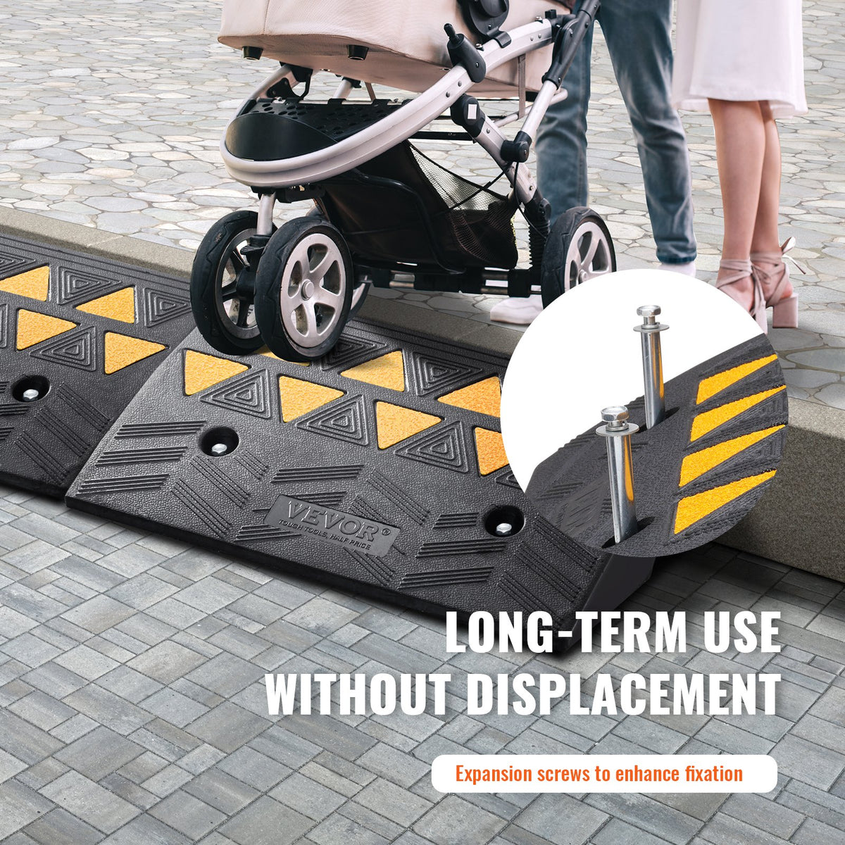 Rubber Curb Ramp 2 Pack 12.7cm Rise Heavy-Duty 15 Ton Load Driveway Ramps