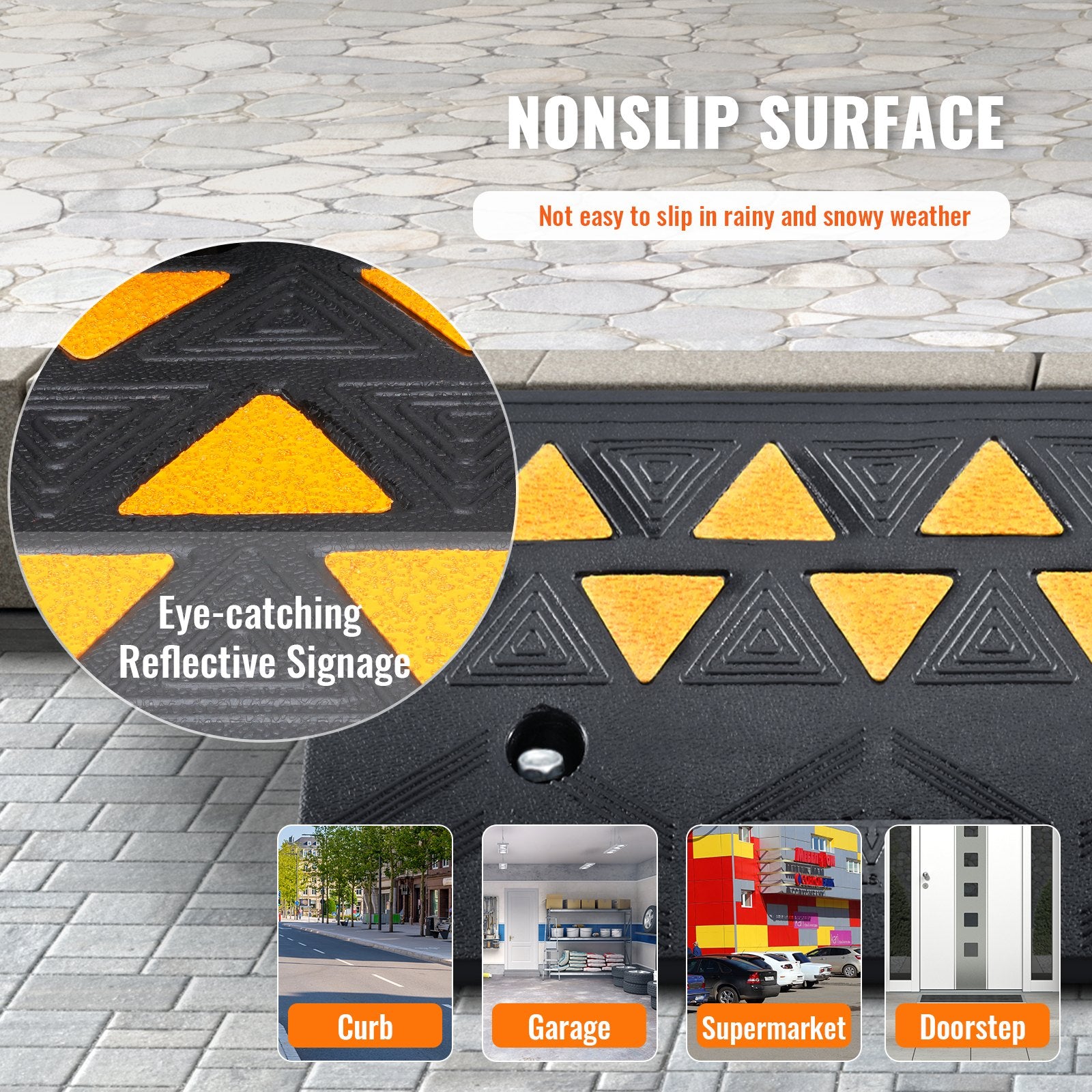 Rubber Curb Ramp 2 Pack 11cm Rise Heavy-Duty 15 Ton Driveway Ramps for Vehicles