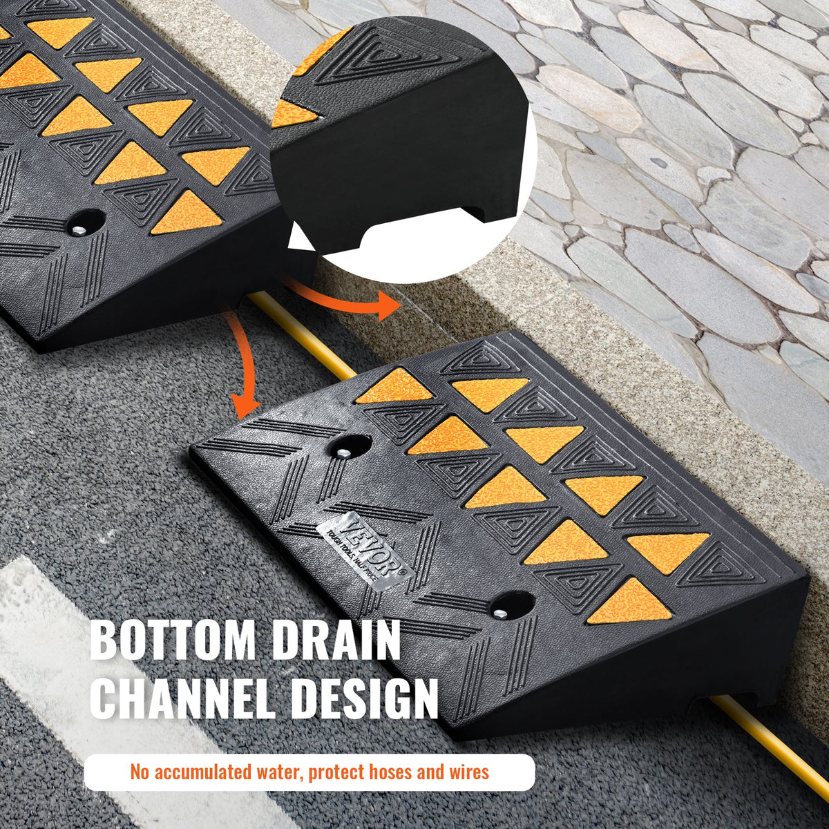 Rubber Curb Ramp 2 Pack 11cm Rise Heavy-Duty 15 Ton Driveway Ramps for Vehicles