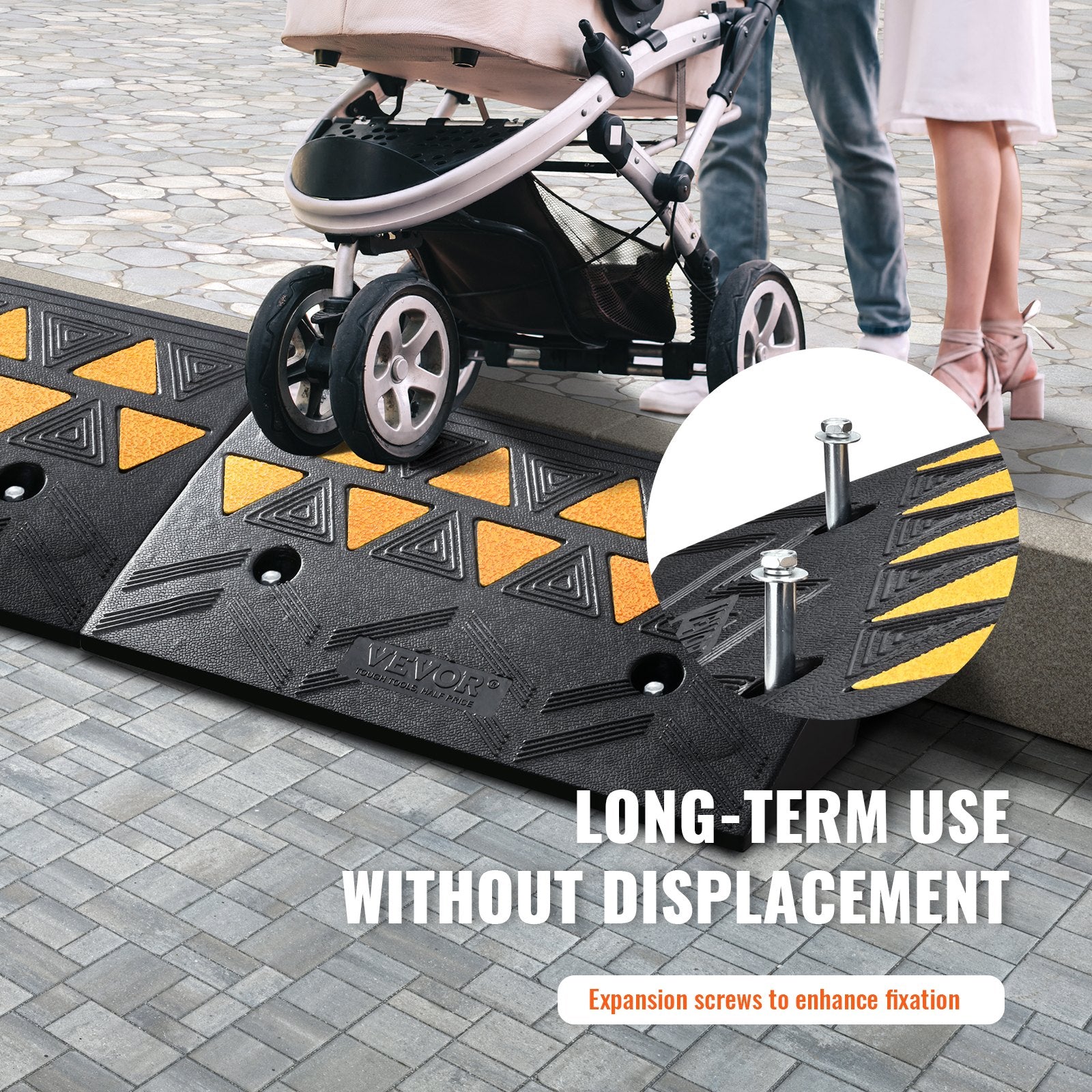 Rubber Curb Ramp 2 Pack 11cm Rise Heavy-Duty 15 Ton Driveway Ramps for Vehicles