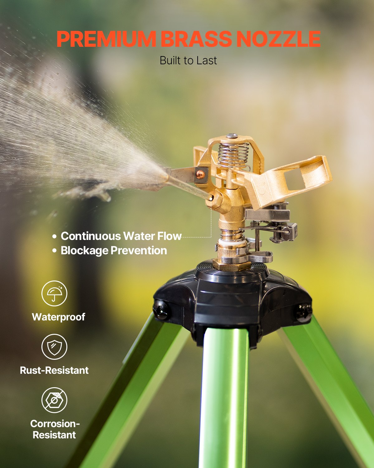 2 Pack Impact Tripod Sprinkler with Adjustable Height Lawn Irrigation System