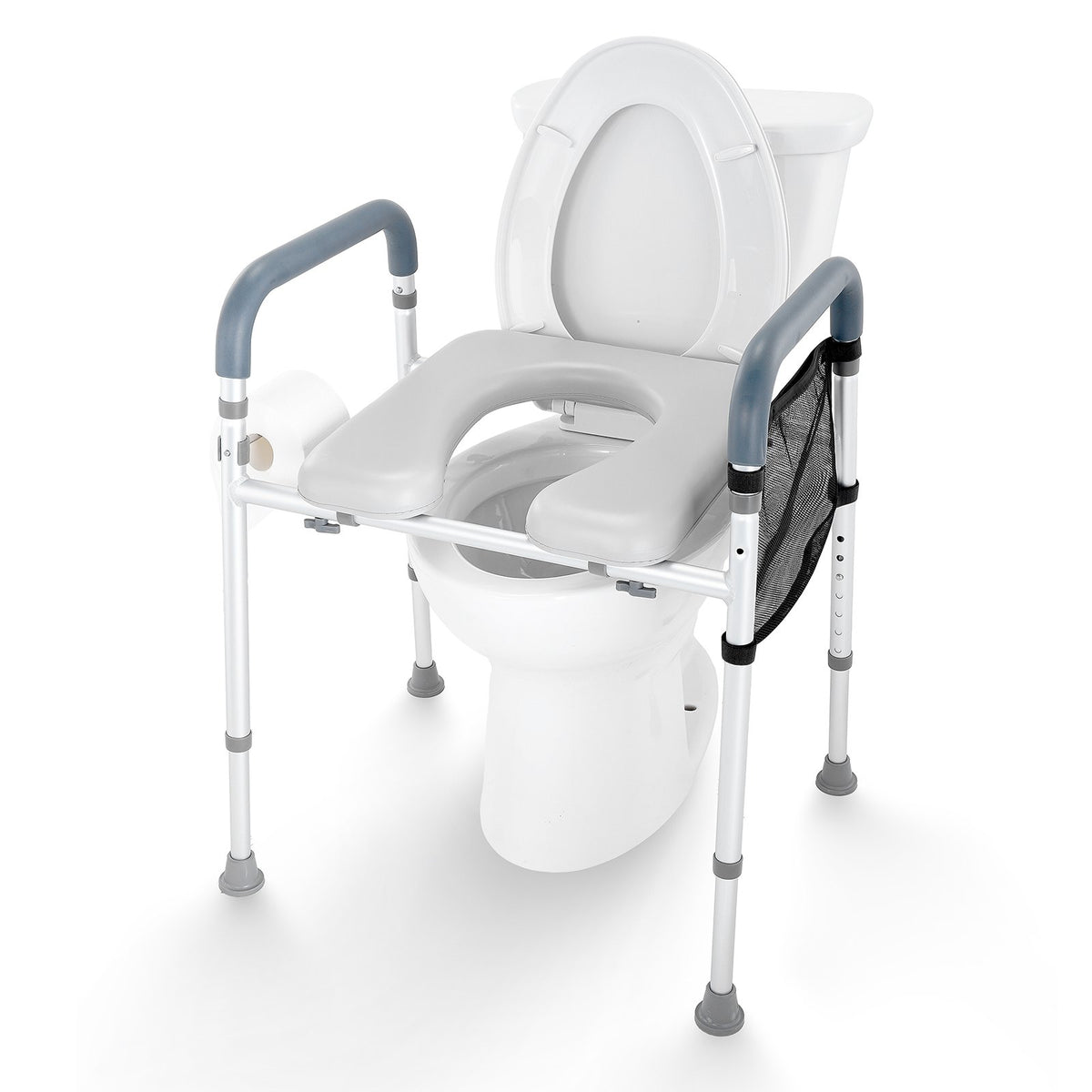 Raised Toilet Seat 7-Position 655-805mm Padded Aluminum Frame 158.7kg Capacity