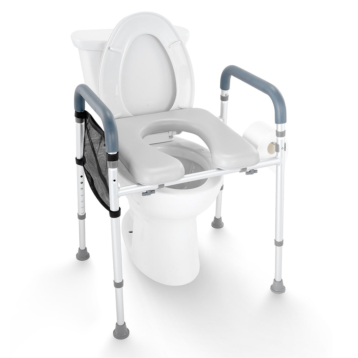 Raised Toilet Seat 7-Position 655-805mm Padded Aluminum Frame 158.7kg Capacity