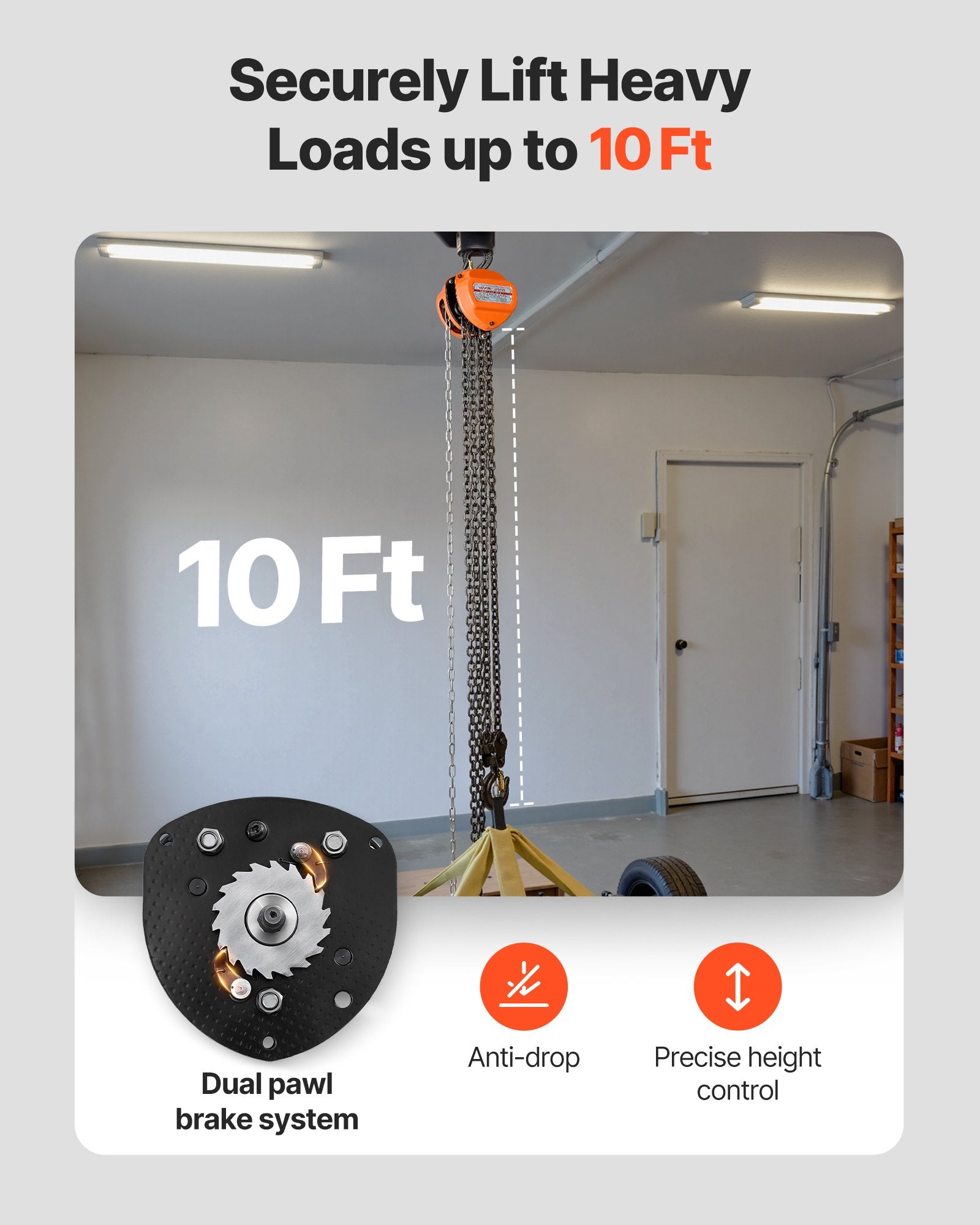 Hand Chain Hoist 3 Ton Manual G80 Chain Block 3m Lift Heavy-Duty Pulley