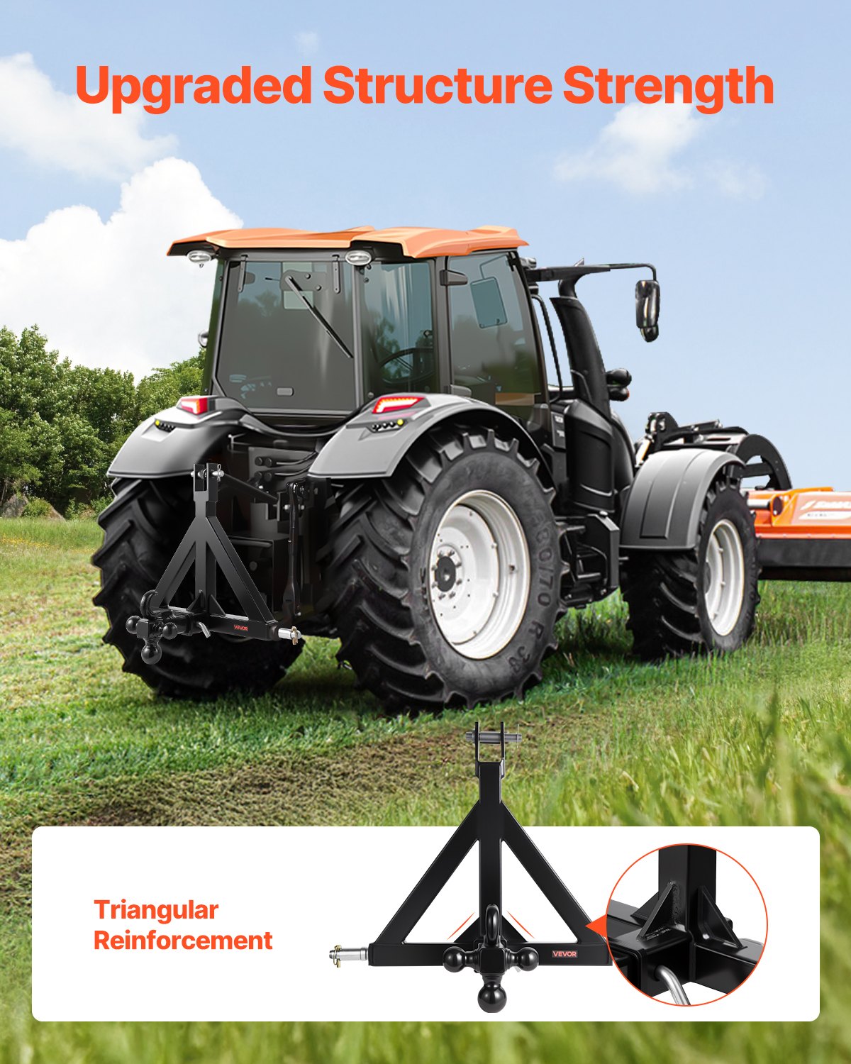 3 Point Trailer Hitch with 2 in Receiver and 3 Trailer Balls