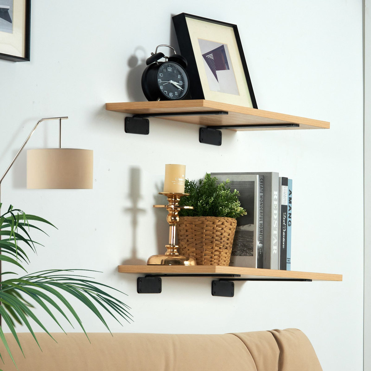 Shelf Brackets 31x10x4.5cm 6PCS Heavy Duty L Steel Brackets Matte Black