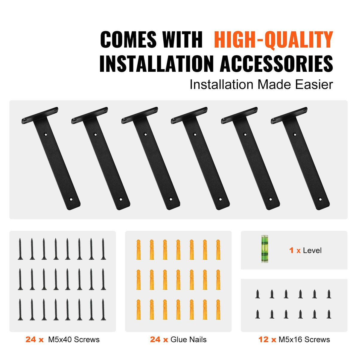 Shelf Brackets 16x10x4.5cm 6PCS Heavy Duty L Steel Brackets Matte Black