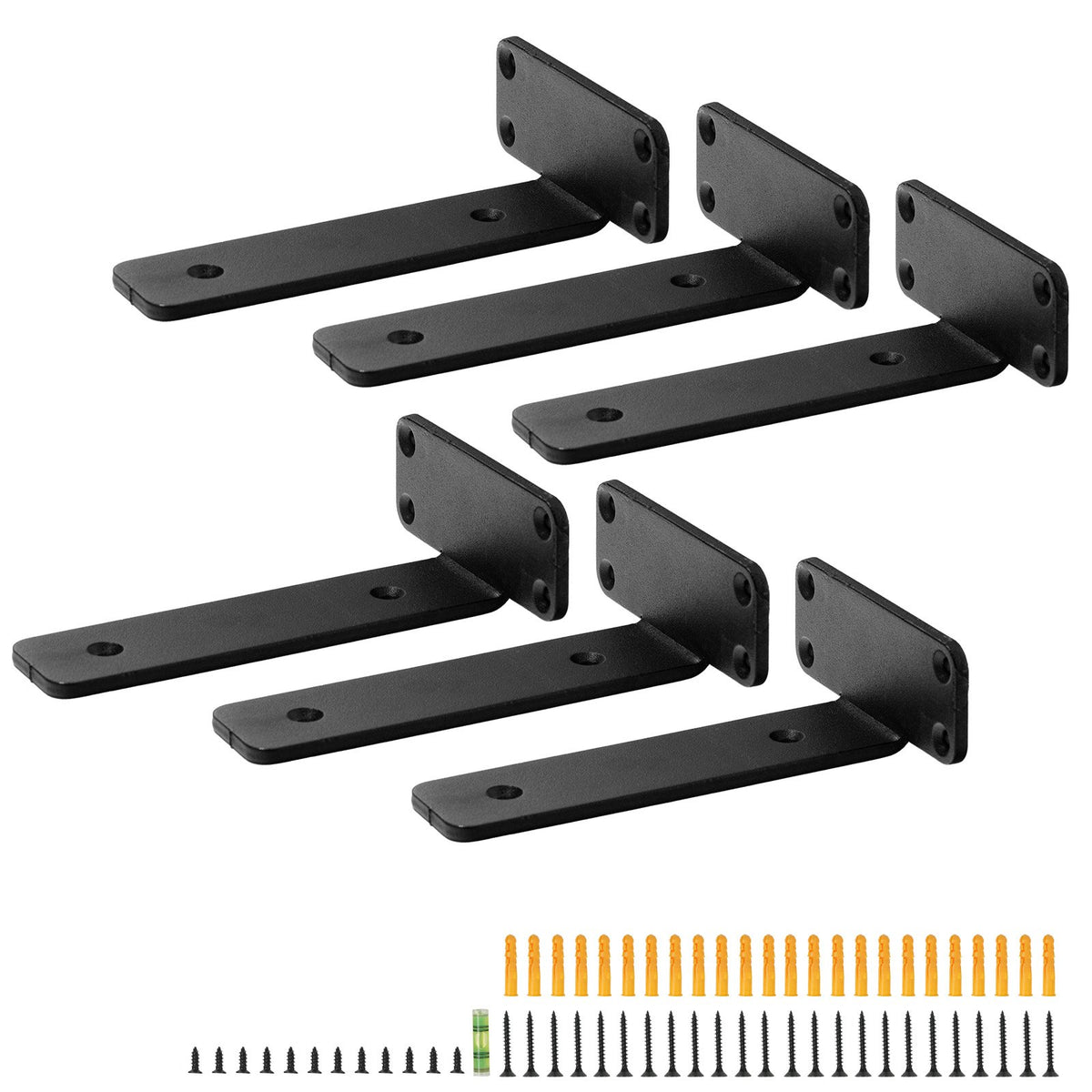 Shelf Brackets 16x10x4.5cm 6PCS Heavy Duty L Steel Brackets Matte Black
