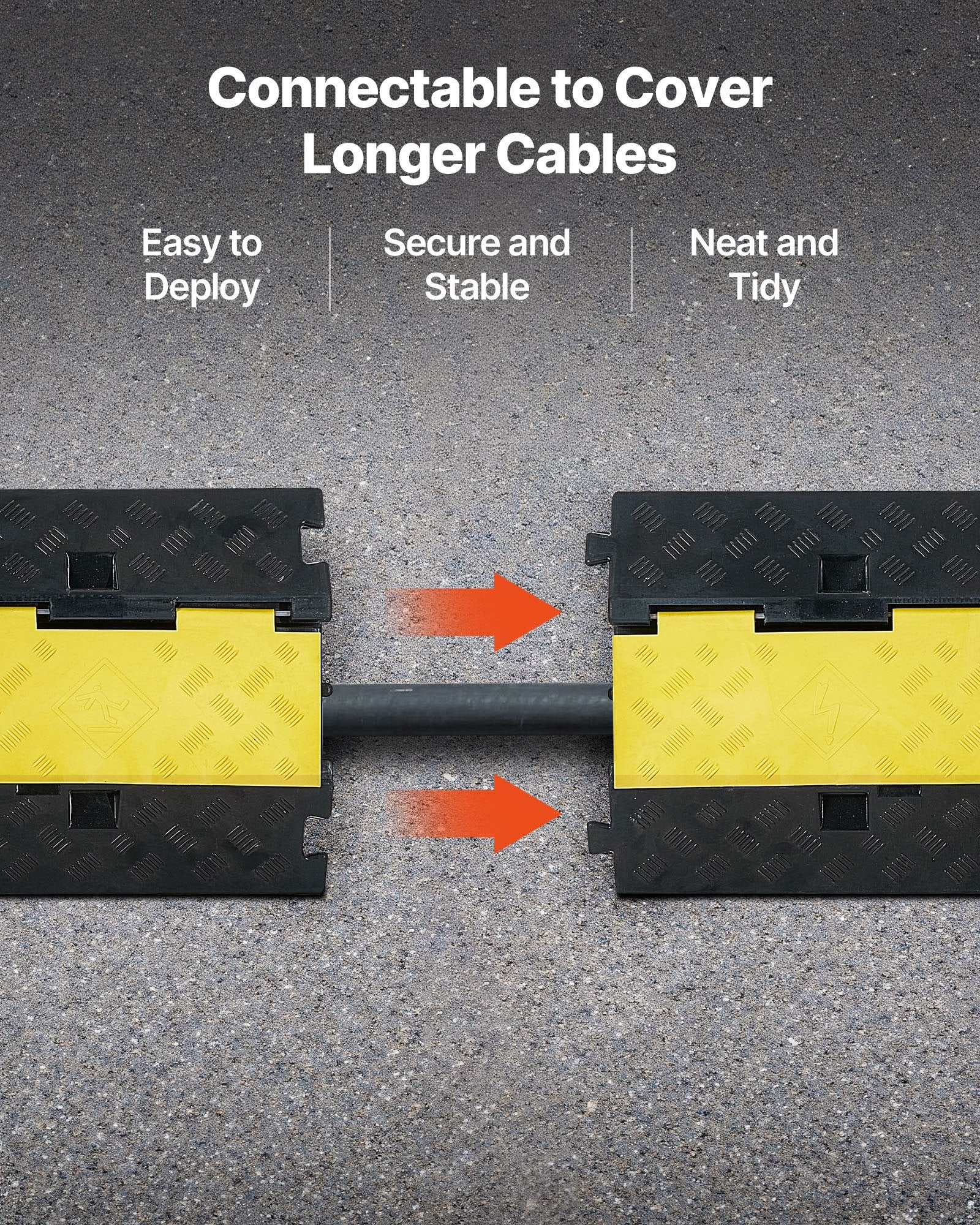Cable Protector Ramp 9,979kg 2-Channel Heavy Duty Rubber Wire Cover 1 Pack