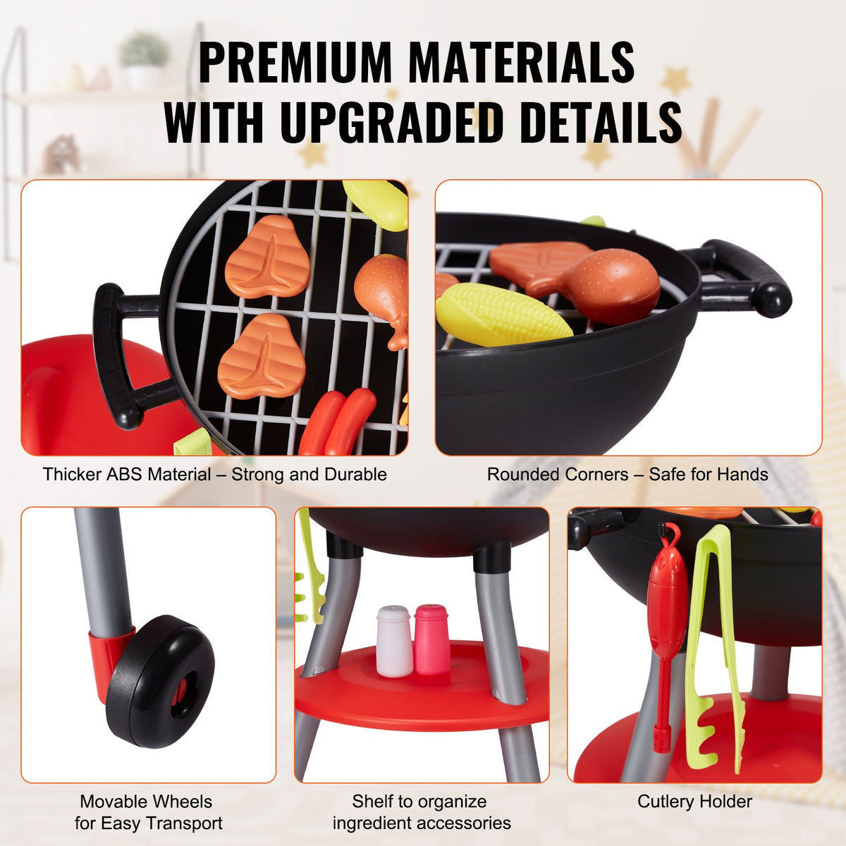 28PCS BBQ Grill Playset Kids Kitchen Toys Sound Light Interactive Cooking Grill