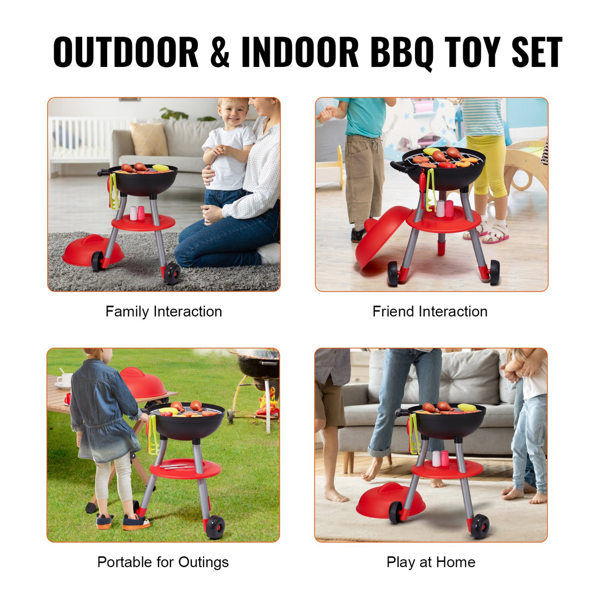 28PCS BBQ Grill Playset Kids Kitchen Toys Sound Light Interactive Cooking Grill