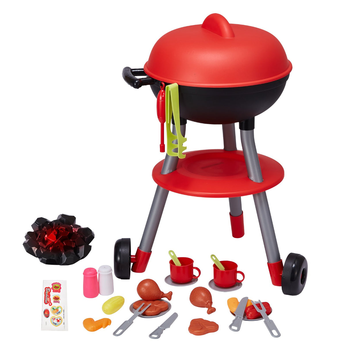 28PCS BBQ Grill Playset Kids Kitchen Toys Sound Light Interactive Cooking Grill