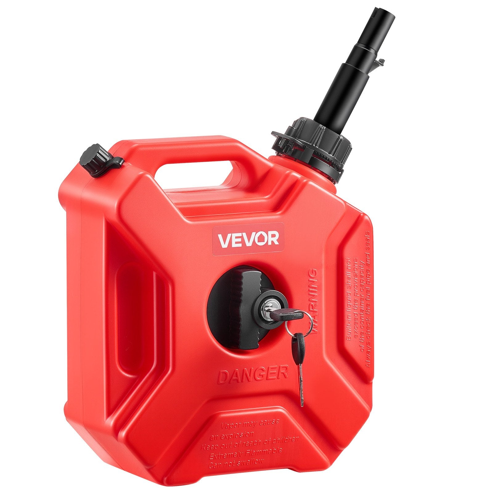 Fuel Container 5L Gas Can with Spout Lockable Bracket 15L/min Leak-Proof Red