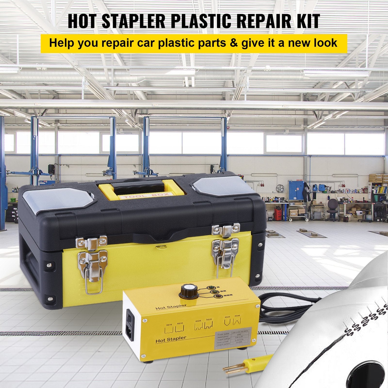 Plastic Welding Machine 220V Hot Stapler Repair Kit with 600 Staples, 3 Settings