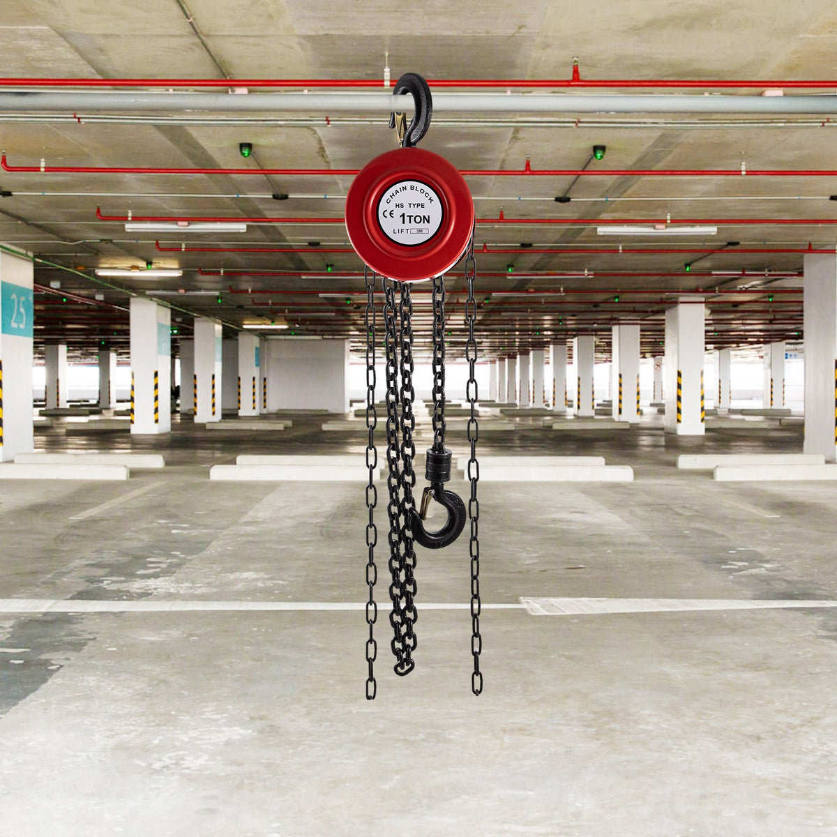 Hand Chain Hoist 1 Ton 2200lbs 10ft Manual Chain Block Industrial Steel Red