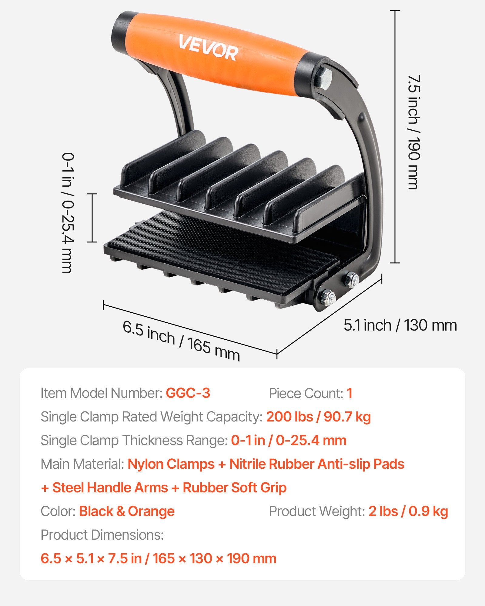 Plywood Carrier 90.7kg Adjustable Drywall Tool for 0-25.4mm Boards with Grip