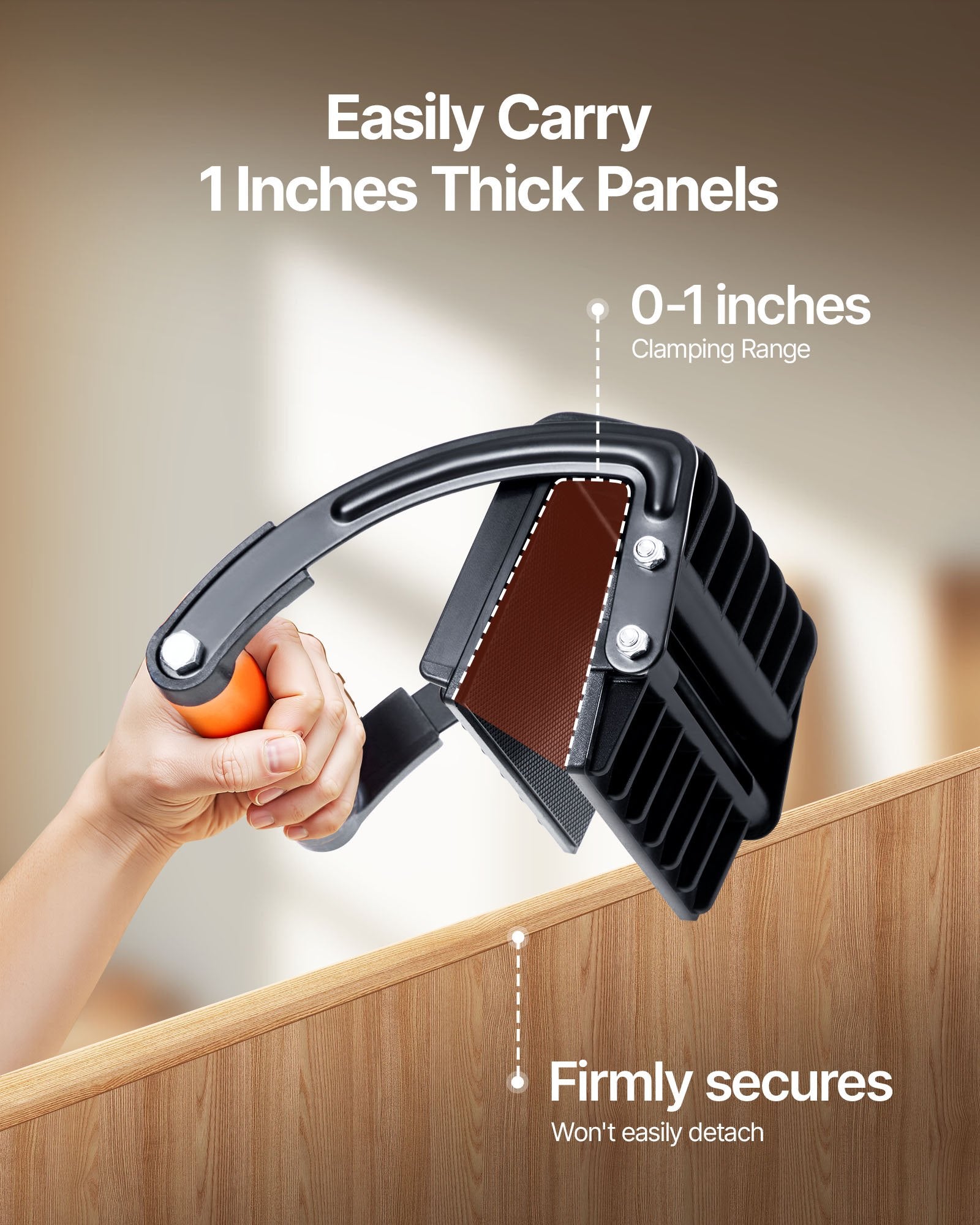Plywood Carrier 90.7kg, 2 Pack Adjustable Drywall Tool, Non-Slip Grips, 0–25.4mm