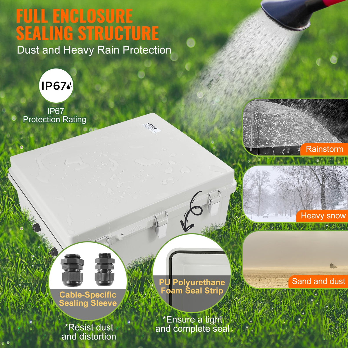 Junction Box Outdoor 350x250x150mm ABS Hinged Cover IP67 Waterproof