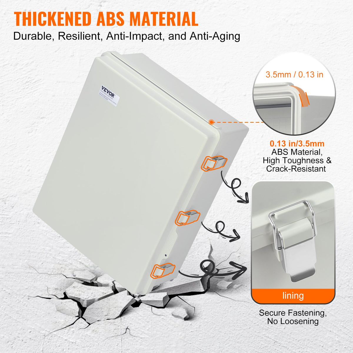 Junction Box Outdoor 350x250x150mm ABS Hinged Cover IP67 Waterproof