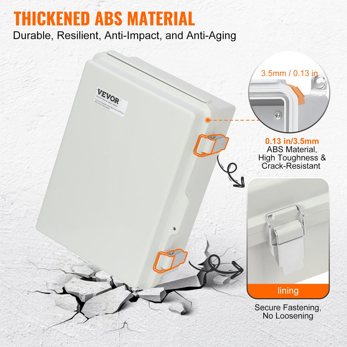 Junction Box Outdoor 430x330x180mm ABS Hinged Cover IP67 Waterproof