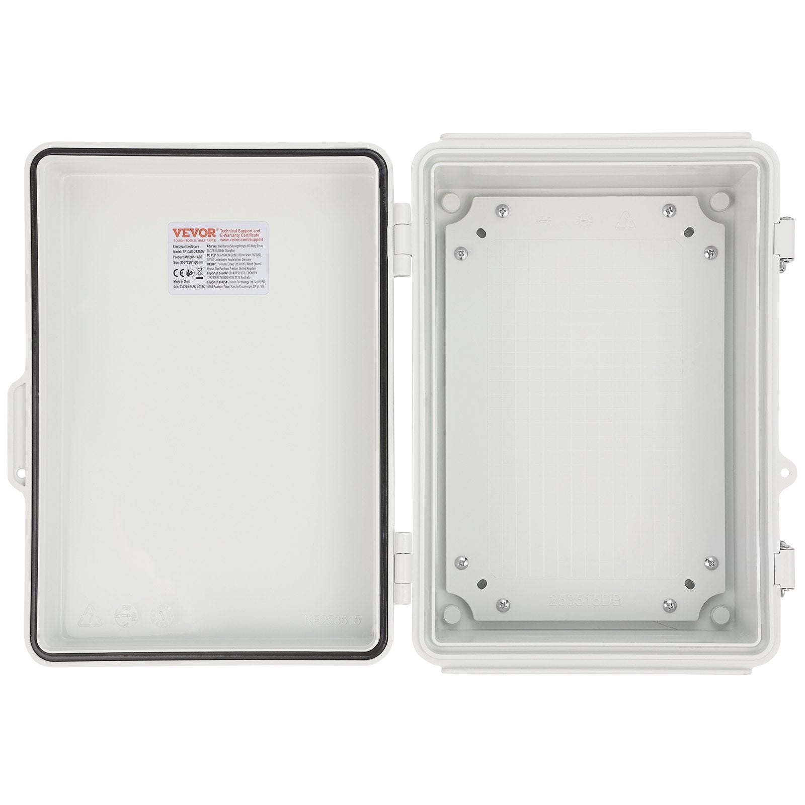 Junction Box Outdoor 430x330x180mm ABS Hinged Cover IP67 Waterproof