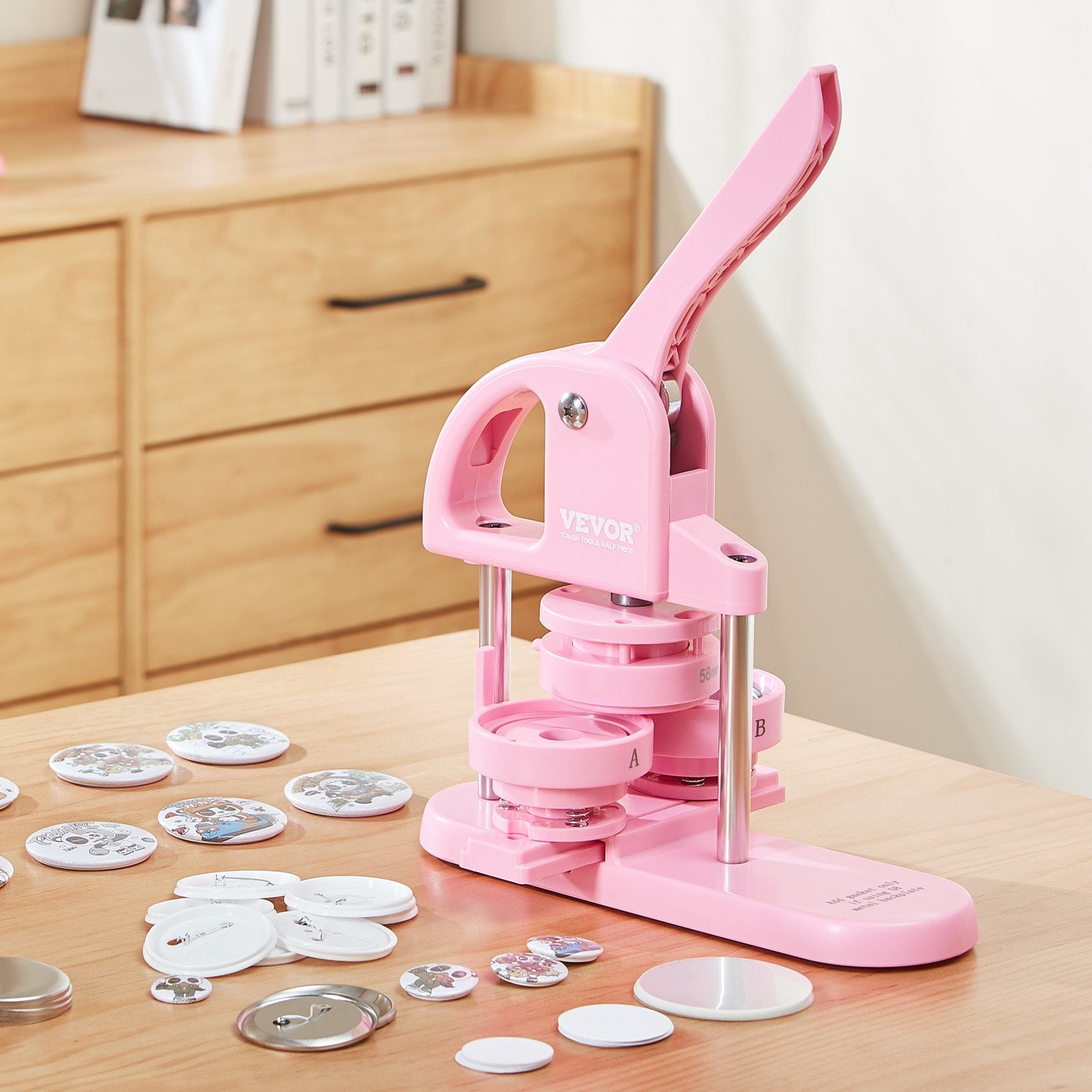 Button Maker 3-IN-1 1/1.25/2.28" Pin Maker Press Kit 300 Parts with Magic Book