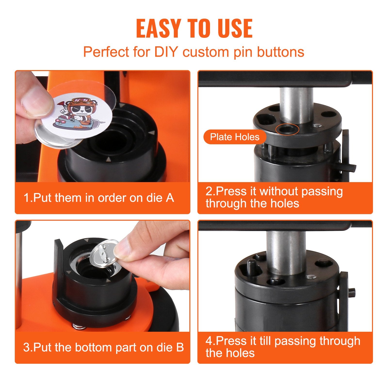 Button Maker Machine 0.98" 25MM Pin Maker Badge Press Kit 500 Parts