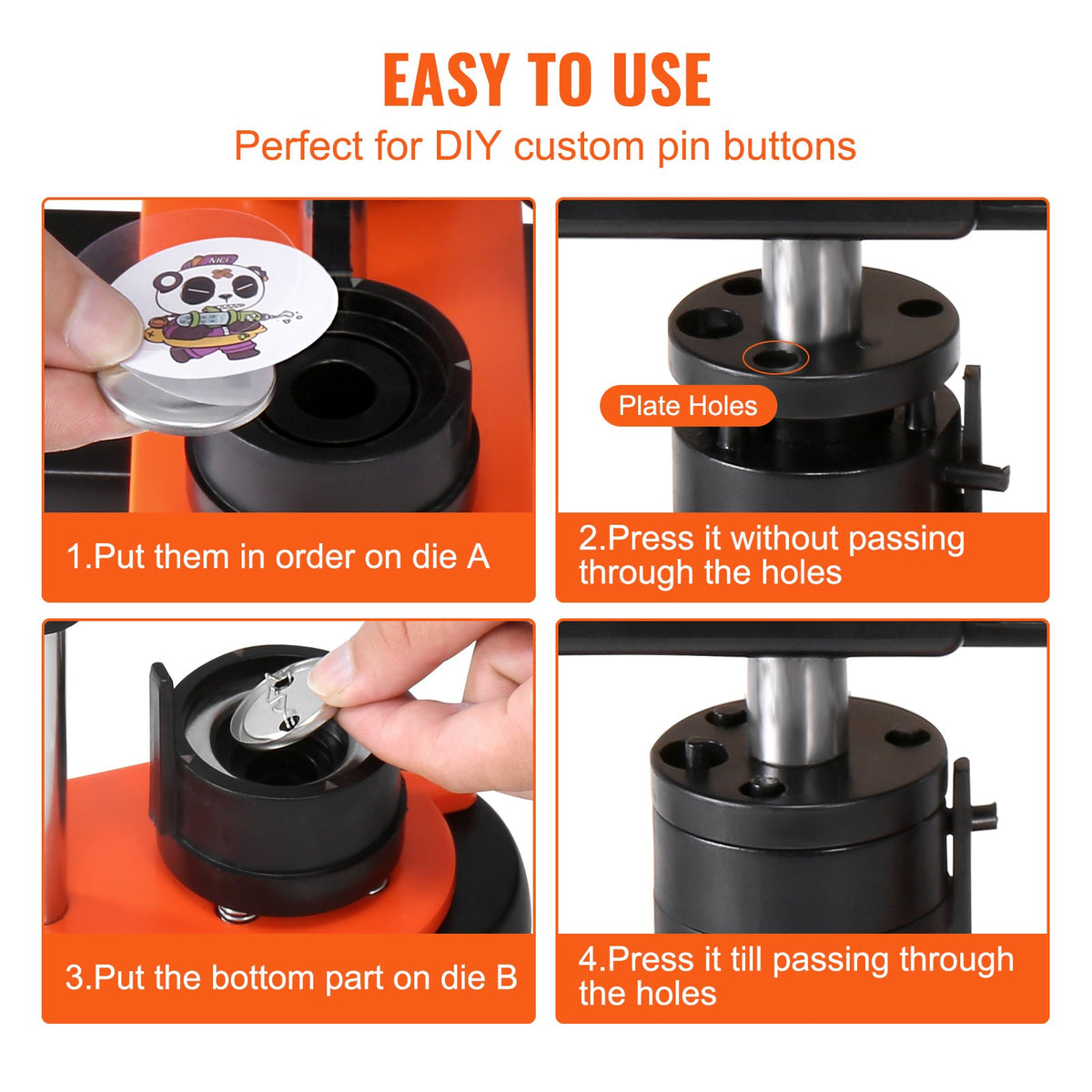 Button Maker Machine 1.25" 32MM Pin Maker Badge Press Kit 500 Parts