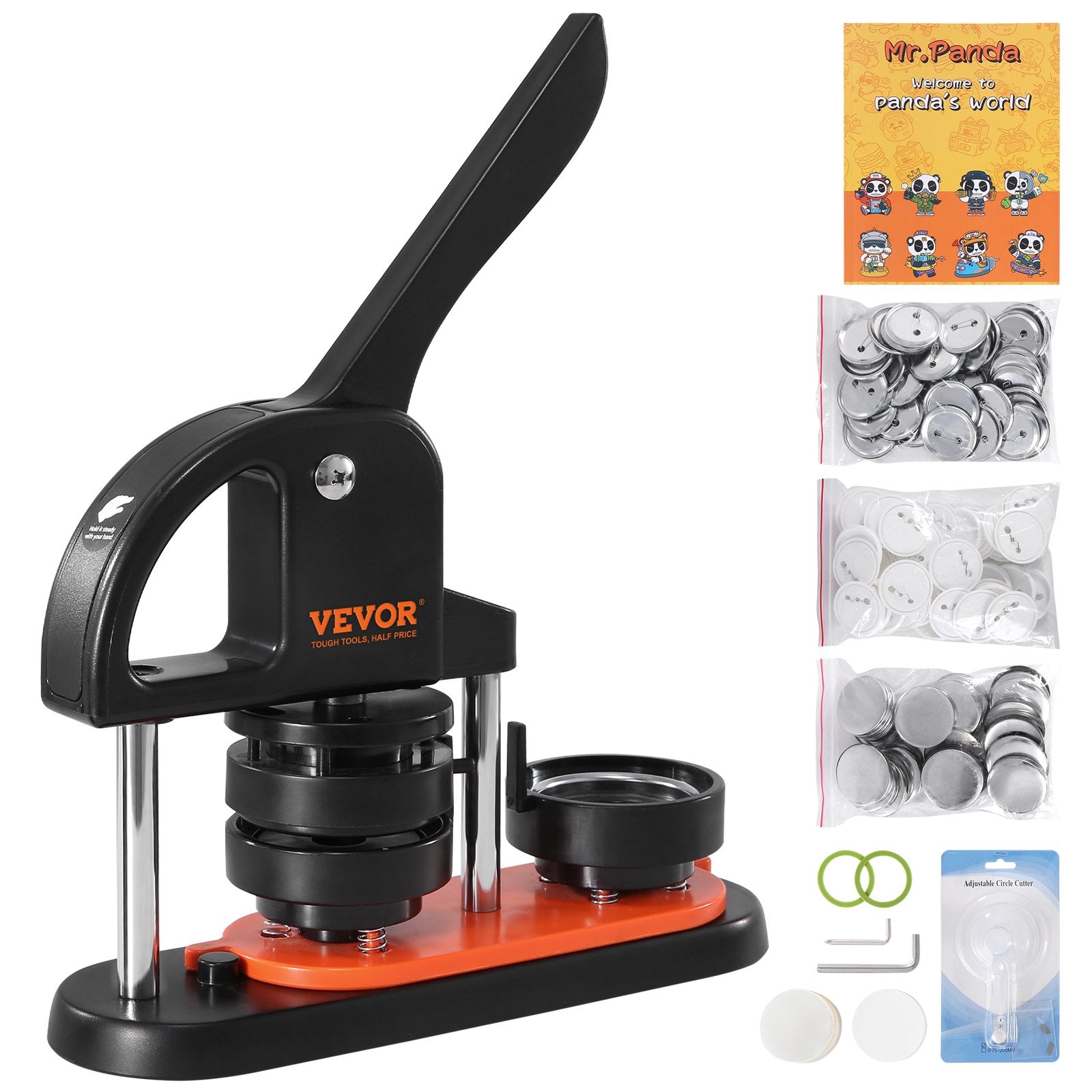 Button Maker Machine 2.28" 58MM Pin Maker Badge Press Kit 500 Parts