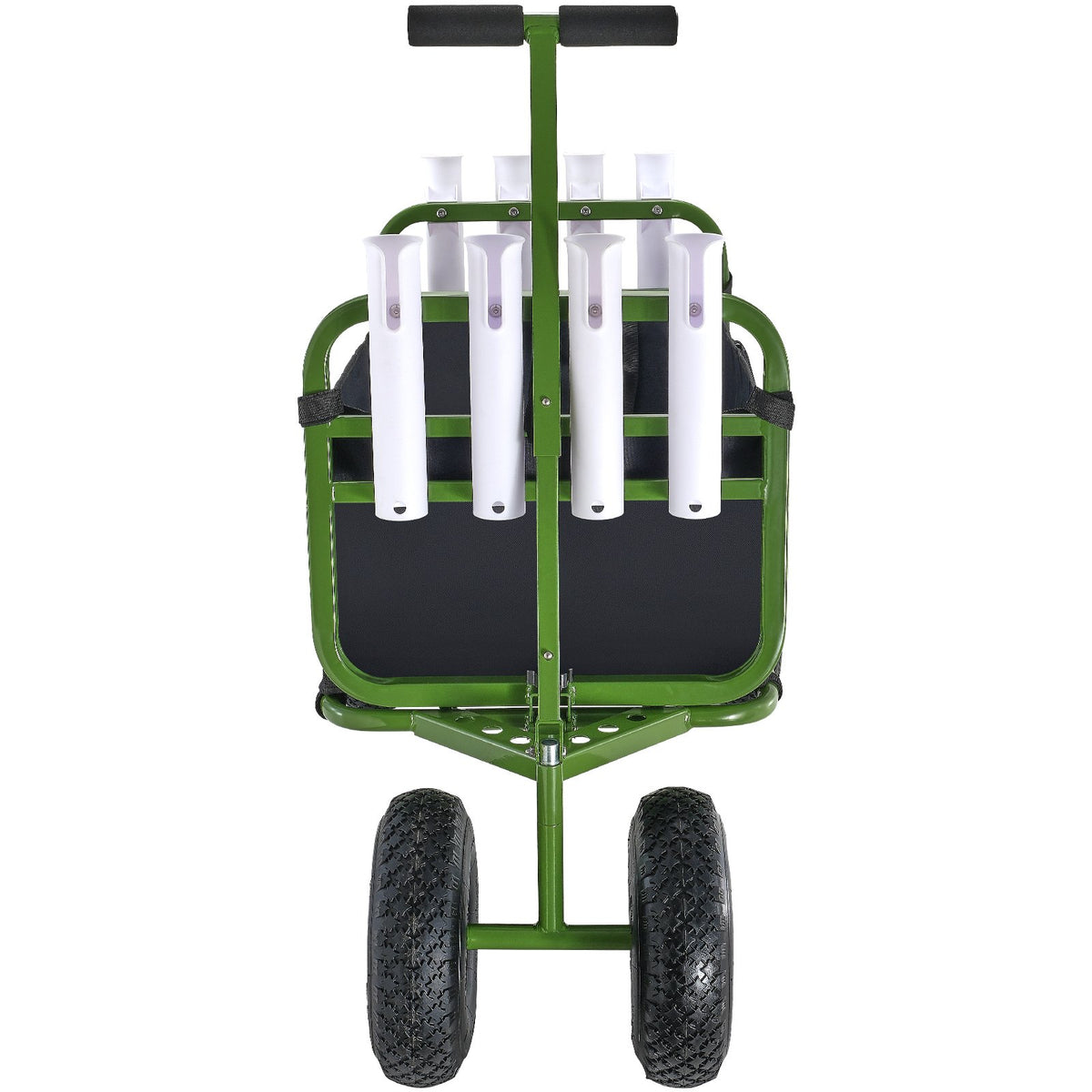 Beach Fishing Cart 136kg Foldable Steel Wagon with 280mm Rubber Wheels 8 Rod Holders