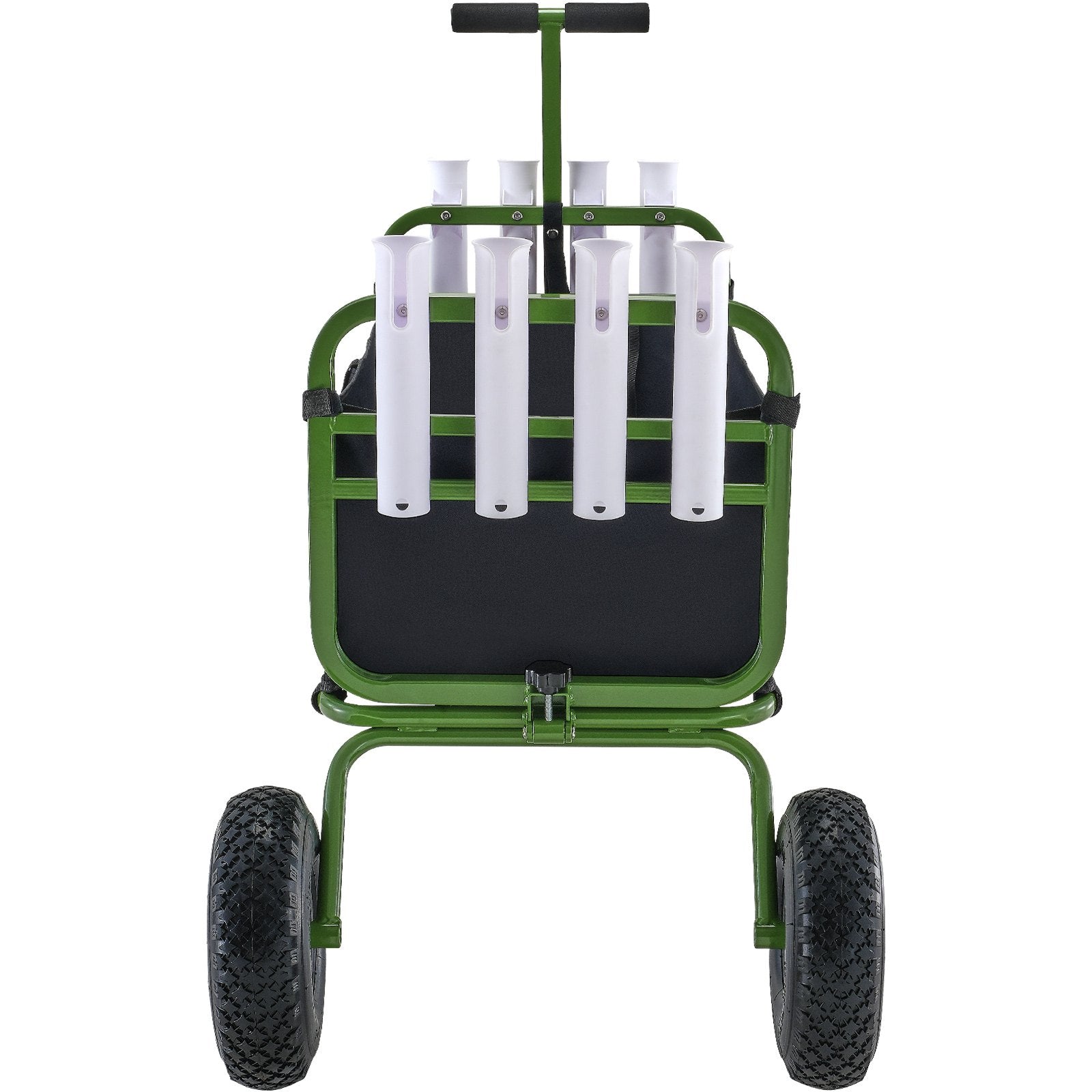 Beach Fishing Cart 136kg Foldable Steel Wagon with 280mm Rubber Wheels 8 Rod Holders