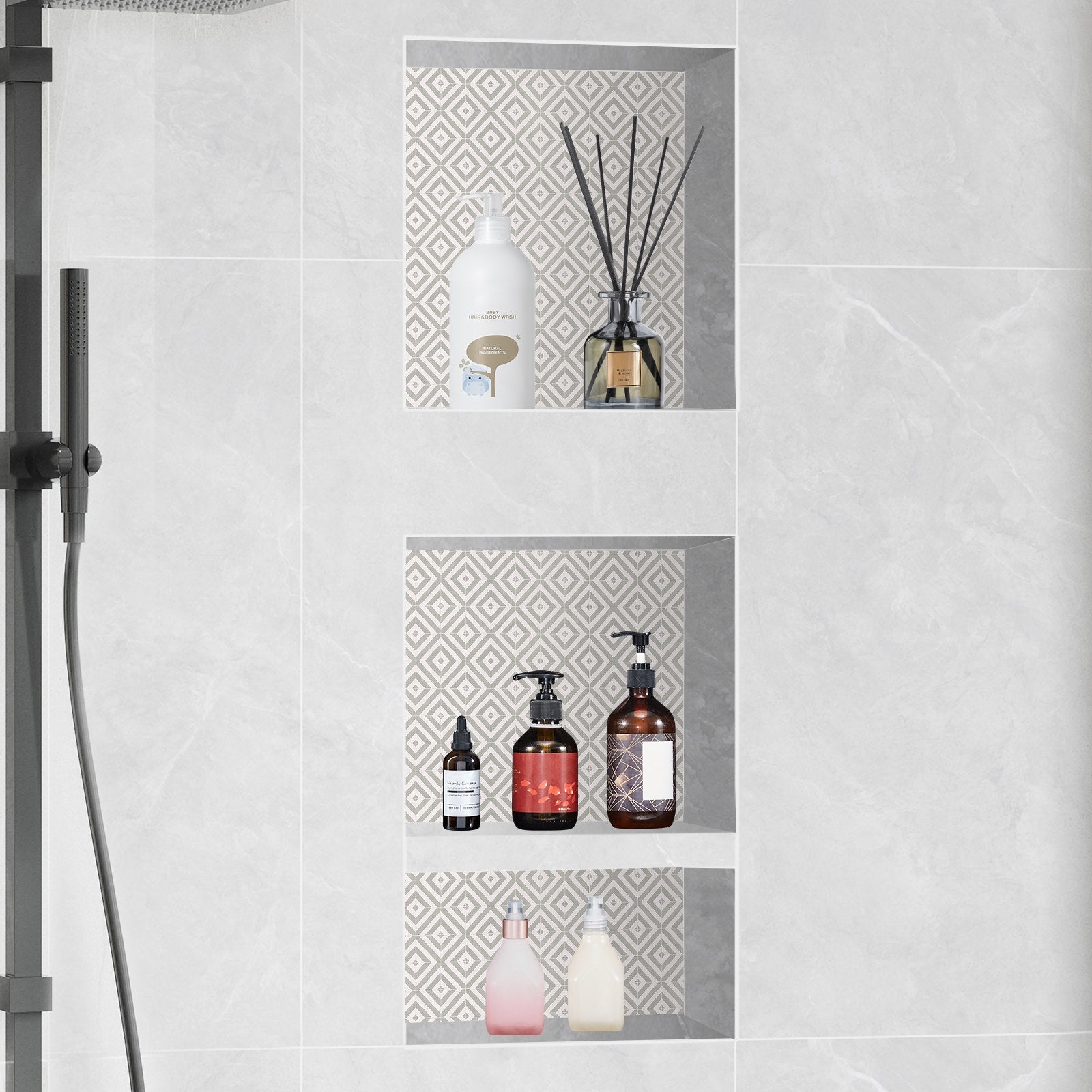 Shower Niche Ready for Tile Triple Shelf Recessed Wall Niche Black