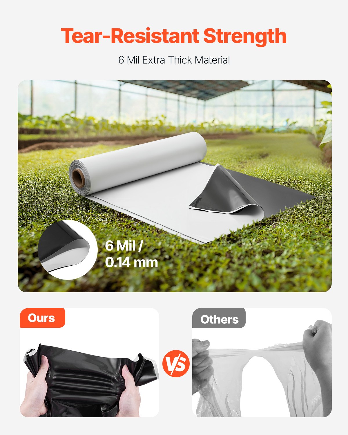 10' x 100' Heavy Duty Plastic Sheeting 6 Mil Thick and Double-Sided