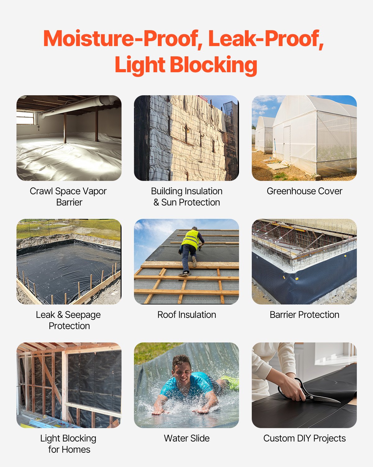 10' x 100' Heavy Duty Plastic Sheeting 6 Mil Thick and Double-Sided