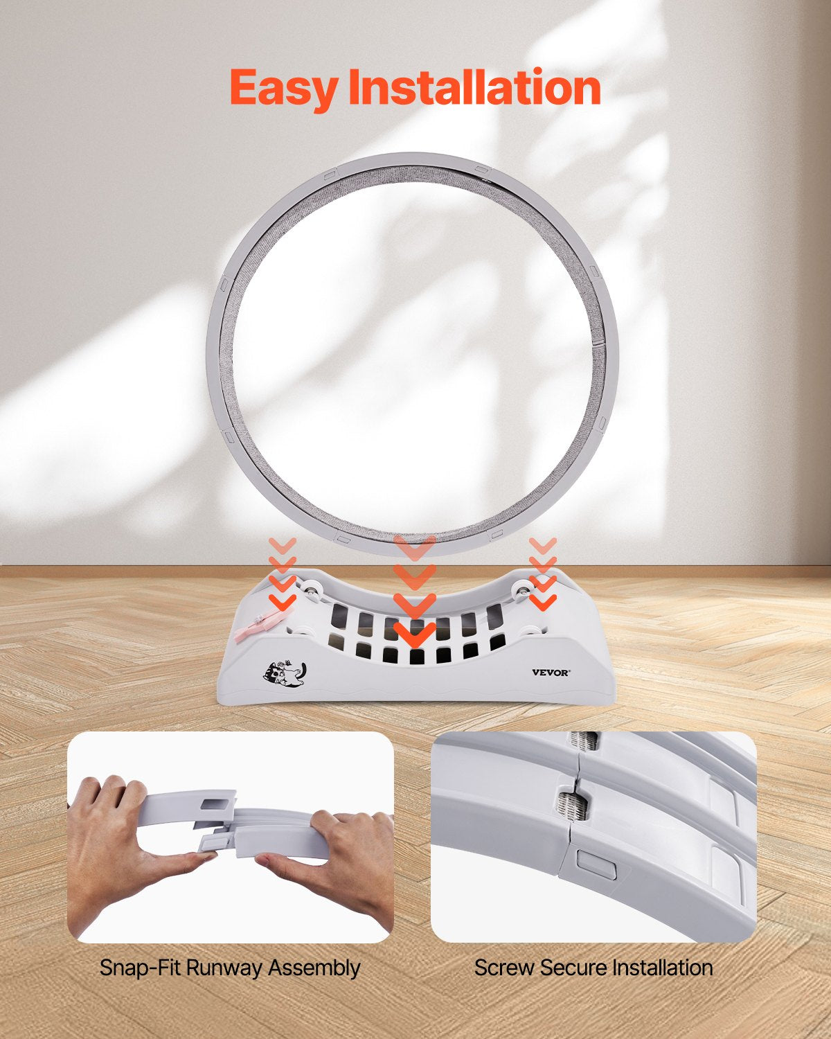 Cat Exercise Wheel 31.5in Large Running Wheel Brake Carpeted Treadmill White