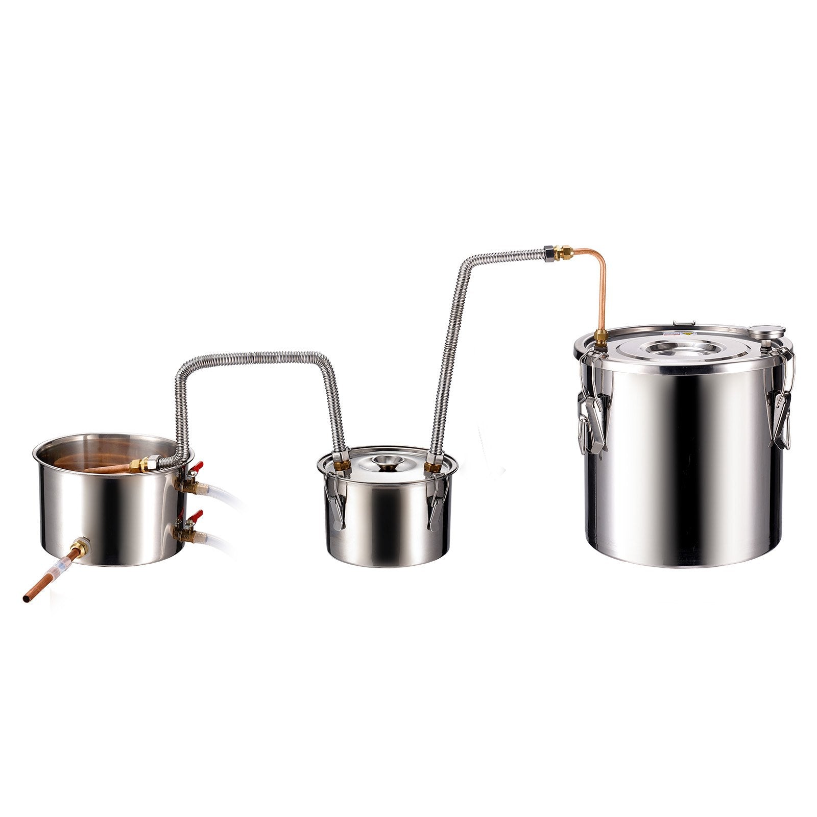 Alcohol Still Distiller 5Gal/19L Stainless Steel Copper Coil Dual Condenser