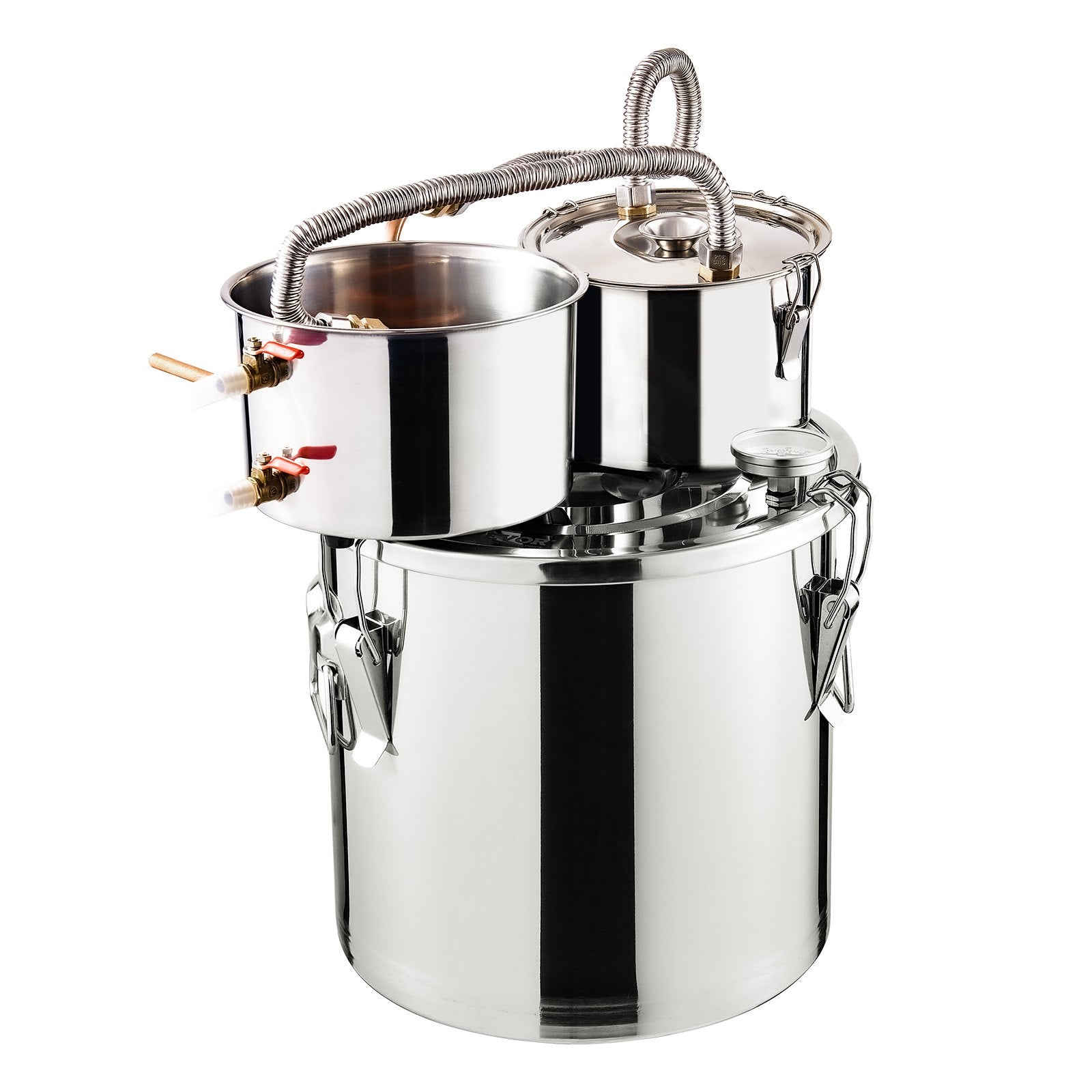 Alcohol Still Distiller 5Gal/19L Stainless Steel Copper Coil Dual Condenser