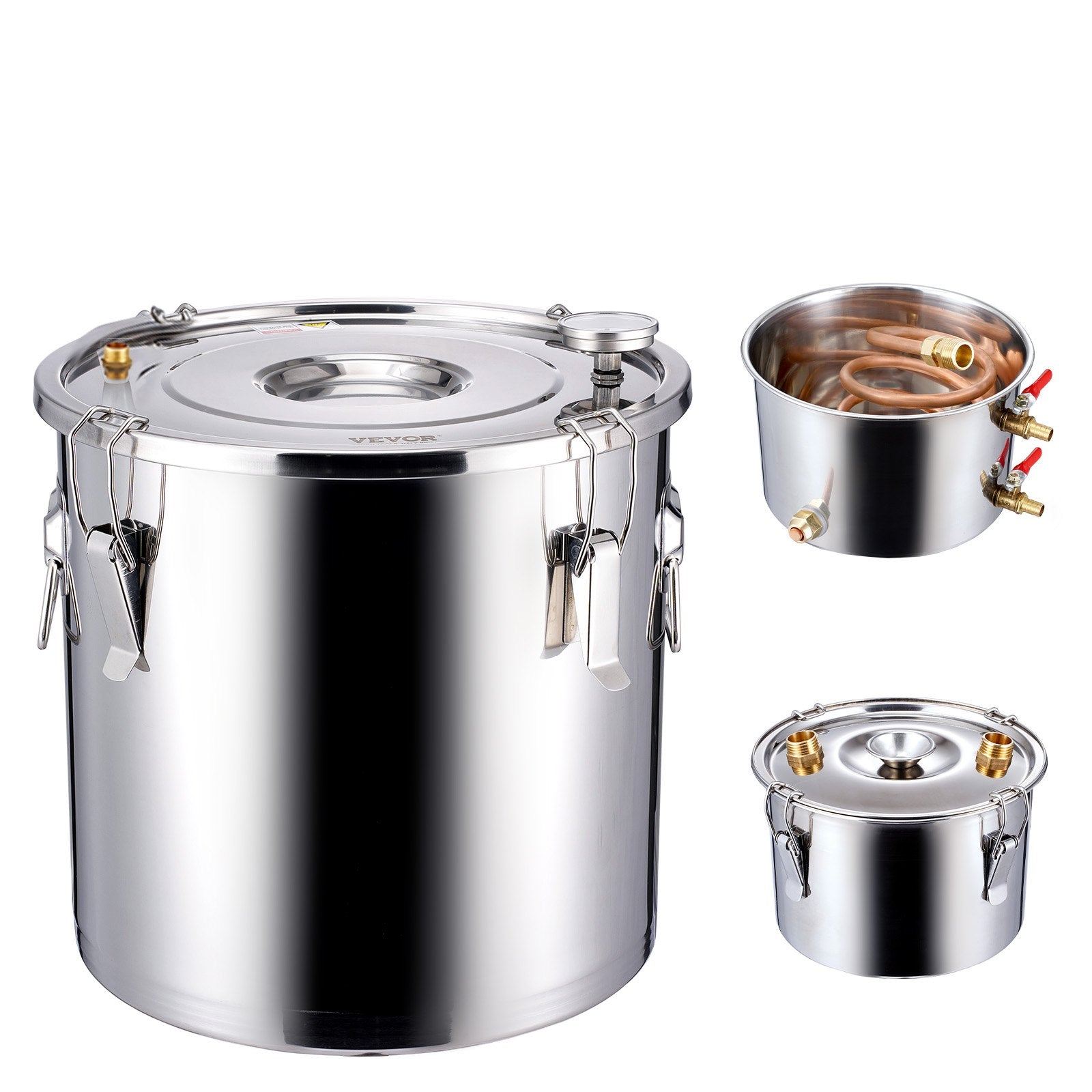 Alcohol Still Distiller 8Gal/30L Stainless Steel Copper Coil Dual Condenser