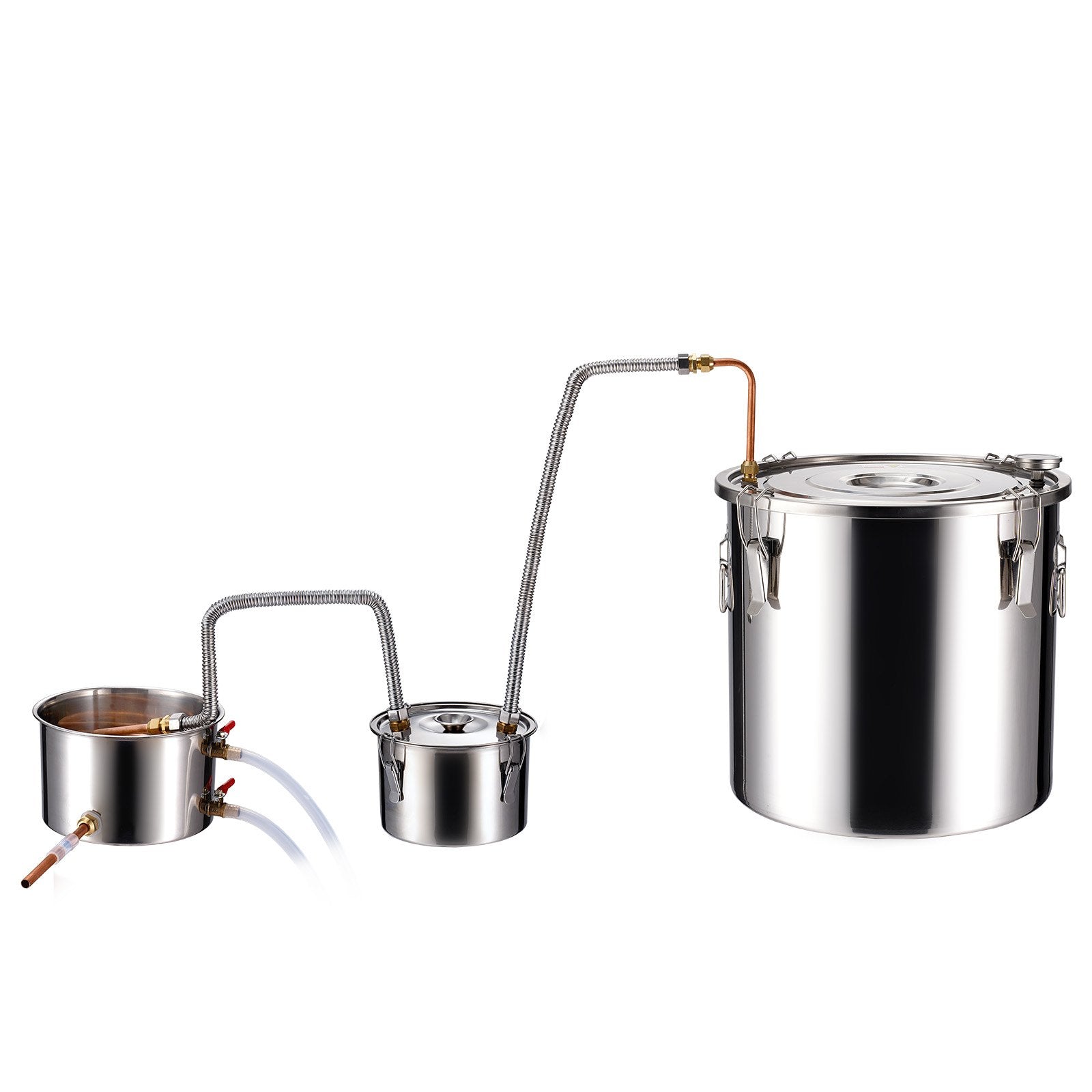 Alcohol Still Distiller 8Gal/30L Stainless Steel Copper Coil Dual Condenser