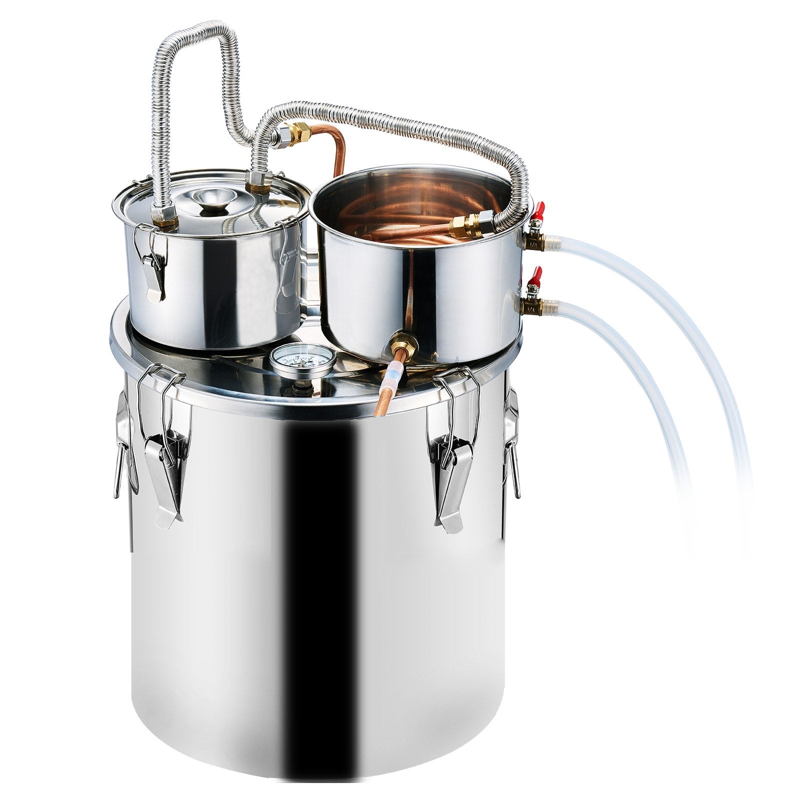 Alcohol Still Distiller 8Gal/30L Stainless Steel Copper Coil Dual Condenser