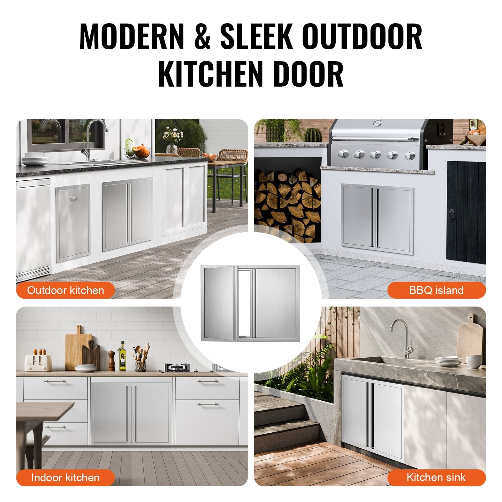787x609mm Double BBQ Access Door  Steel Flush Mount Outdoor Kitchen Door