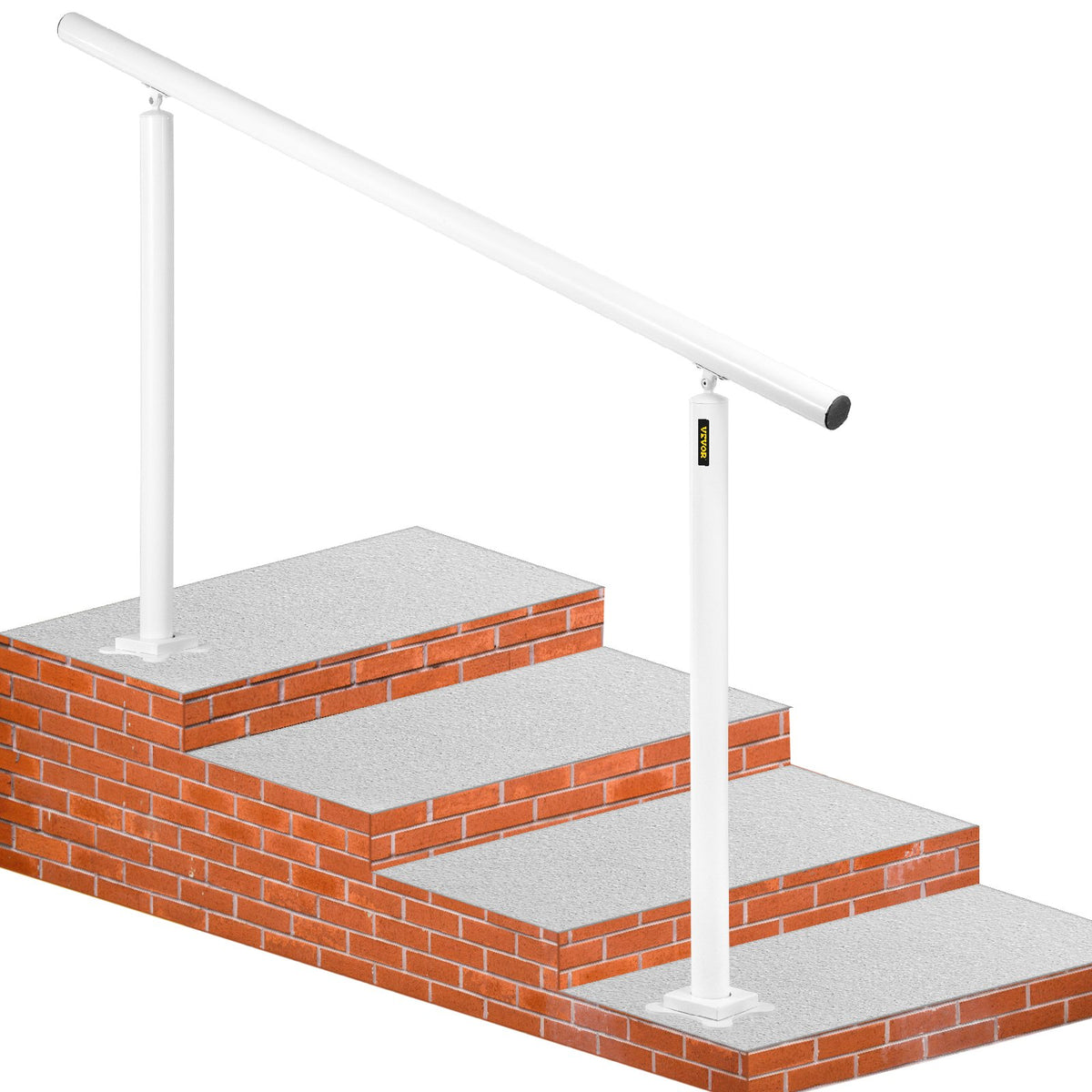 Outdoor Stair Railing Kit 5 FT Adjustable Aluminum Handrail 0-5 Steps White