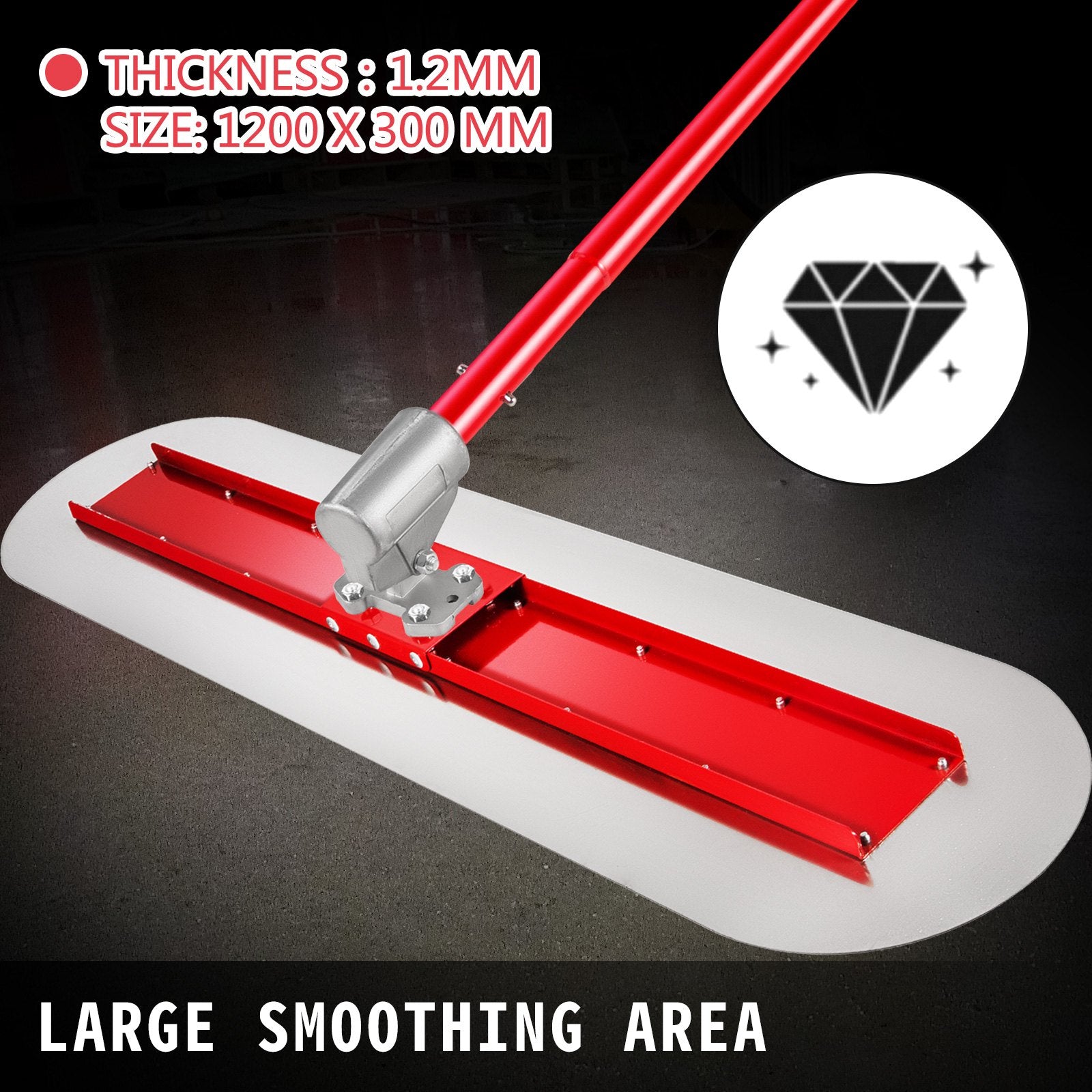 Bull Float Manganese Steel Concrete Float 1200x300mm Handle Bracket Finishing