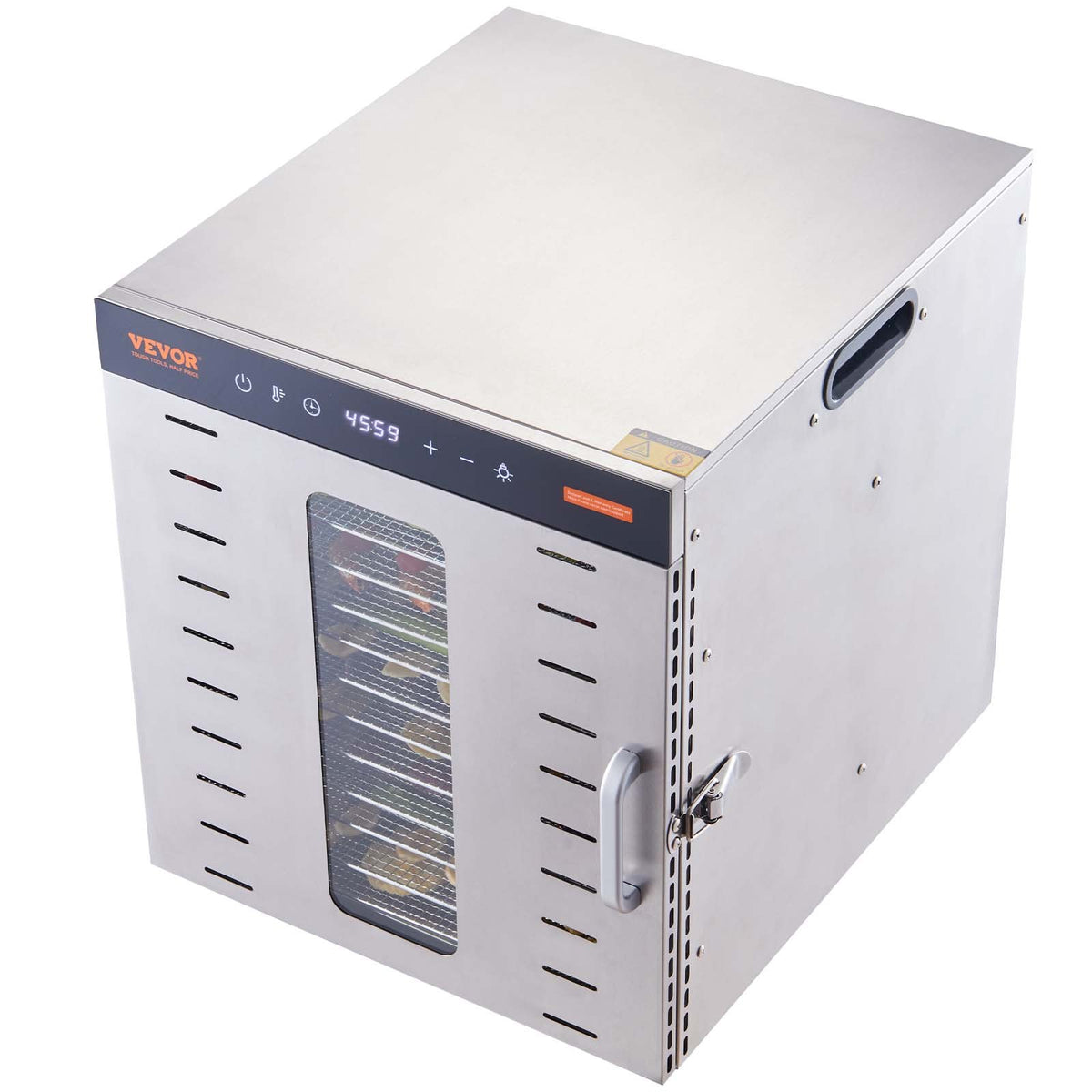 Food Dehydrator Machine 1000W, 10 Stainless Steel Trays, Digital Timer & Temp