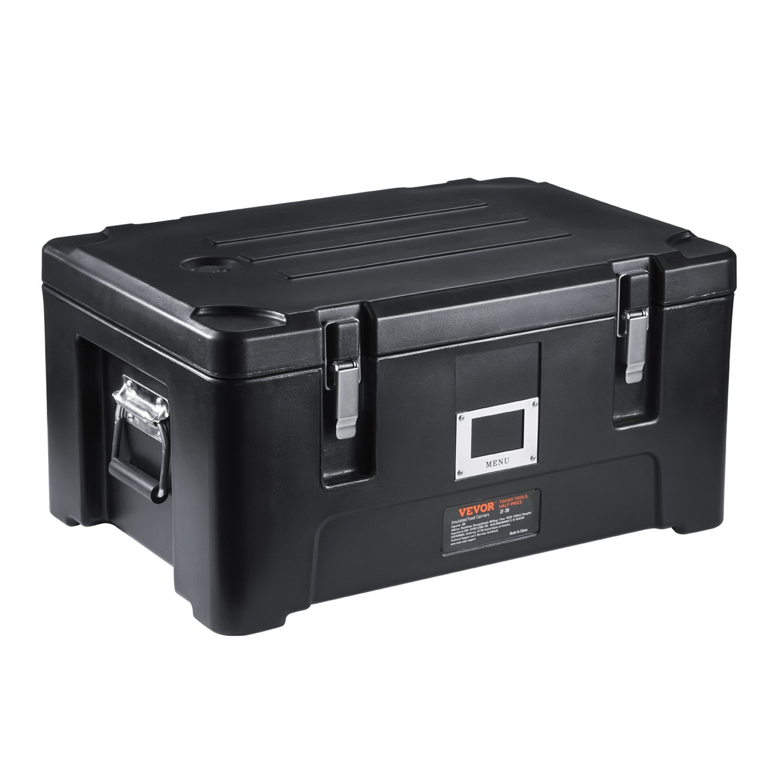 Insulated Food Pan Carrier 36Qt Stackable 3 Stainless Pans Catering Black